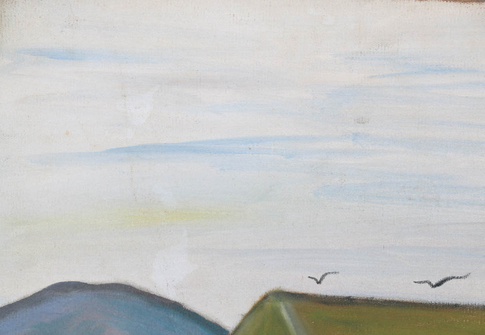 Vintage "Covered Bridge" Painting on Canvas by Jaqué