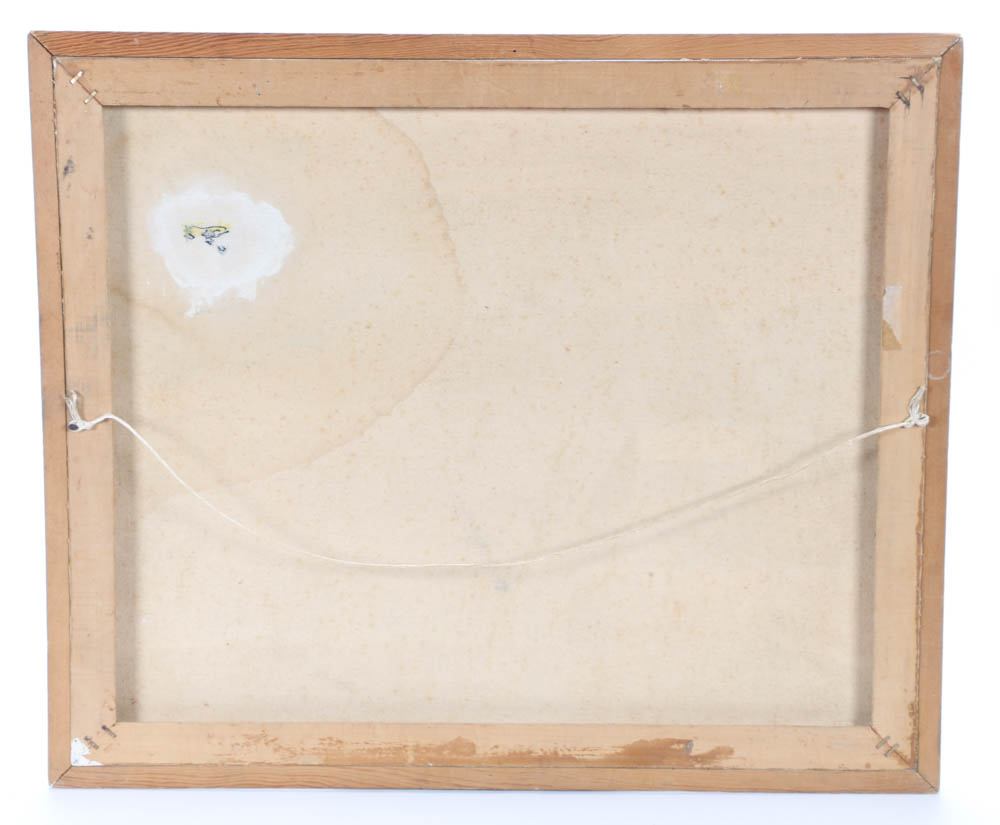 Vintage "Covered Bridge" Painting on Canvas by Jaqué