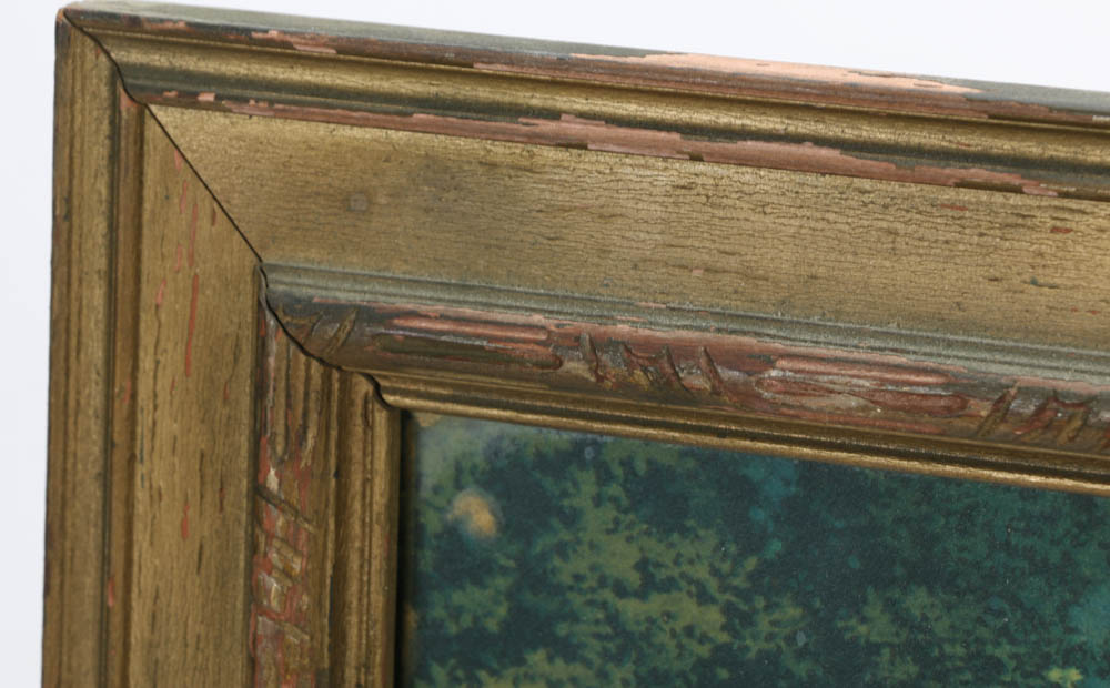 Antique 1918 Early Offset Lithographic Reproduction after Maxfield Parrish "Garden of Allah"