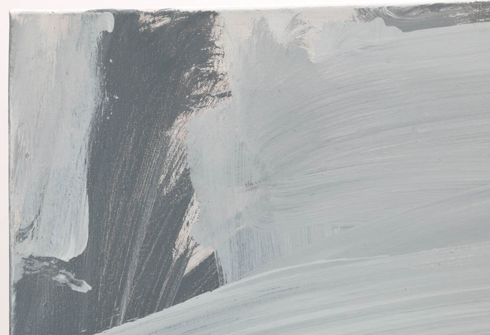 Robbie Kemper Original Acrylic on Canvas "Gray & Silver Drip Landscape"