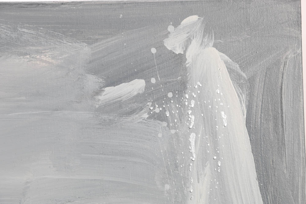 Robbie Kemper Original Acrylic on Canvas "Gray & Silver Drip Landscape"