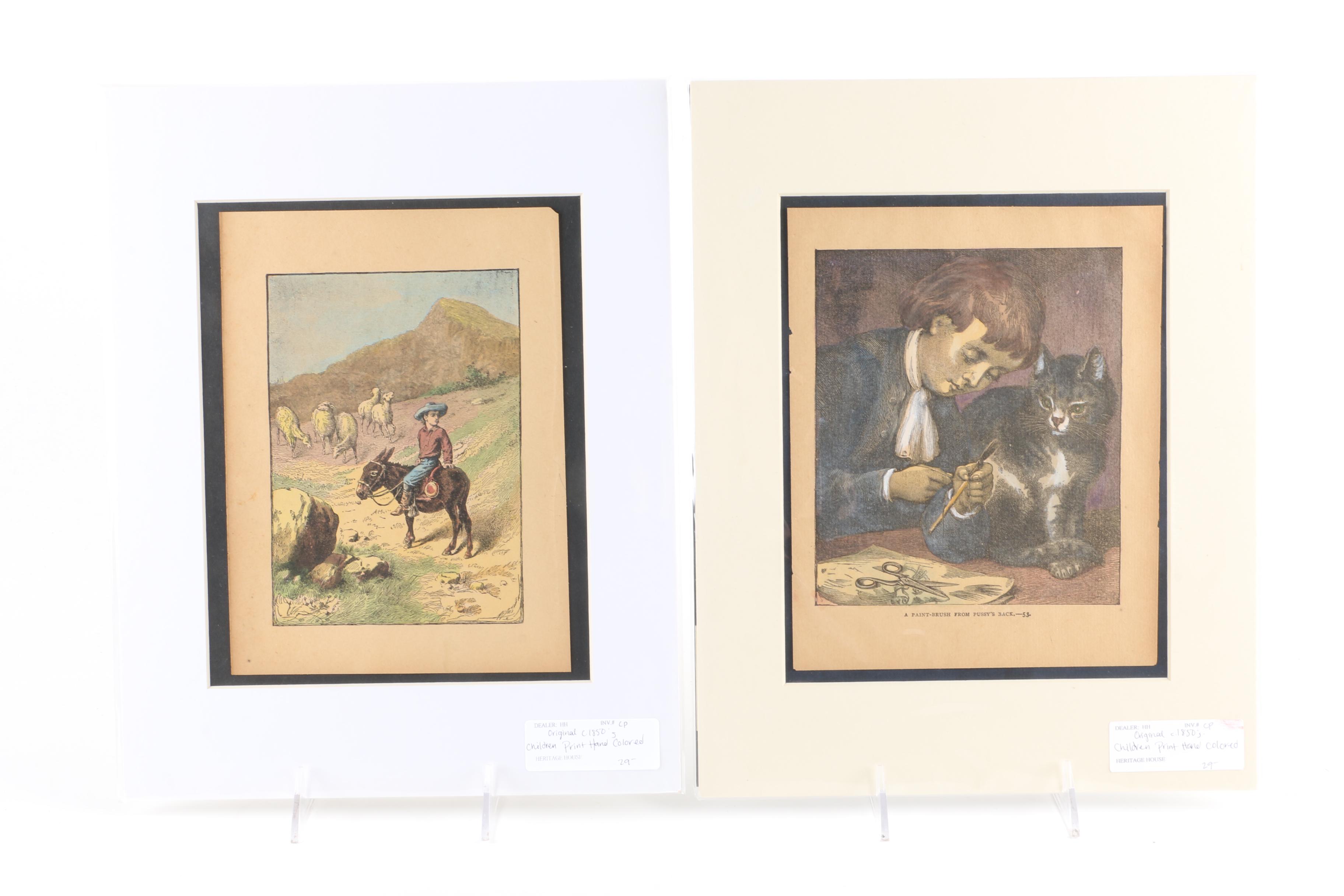 Collection of Mid-19th Century Hand-Colored Prints