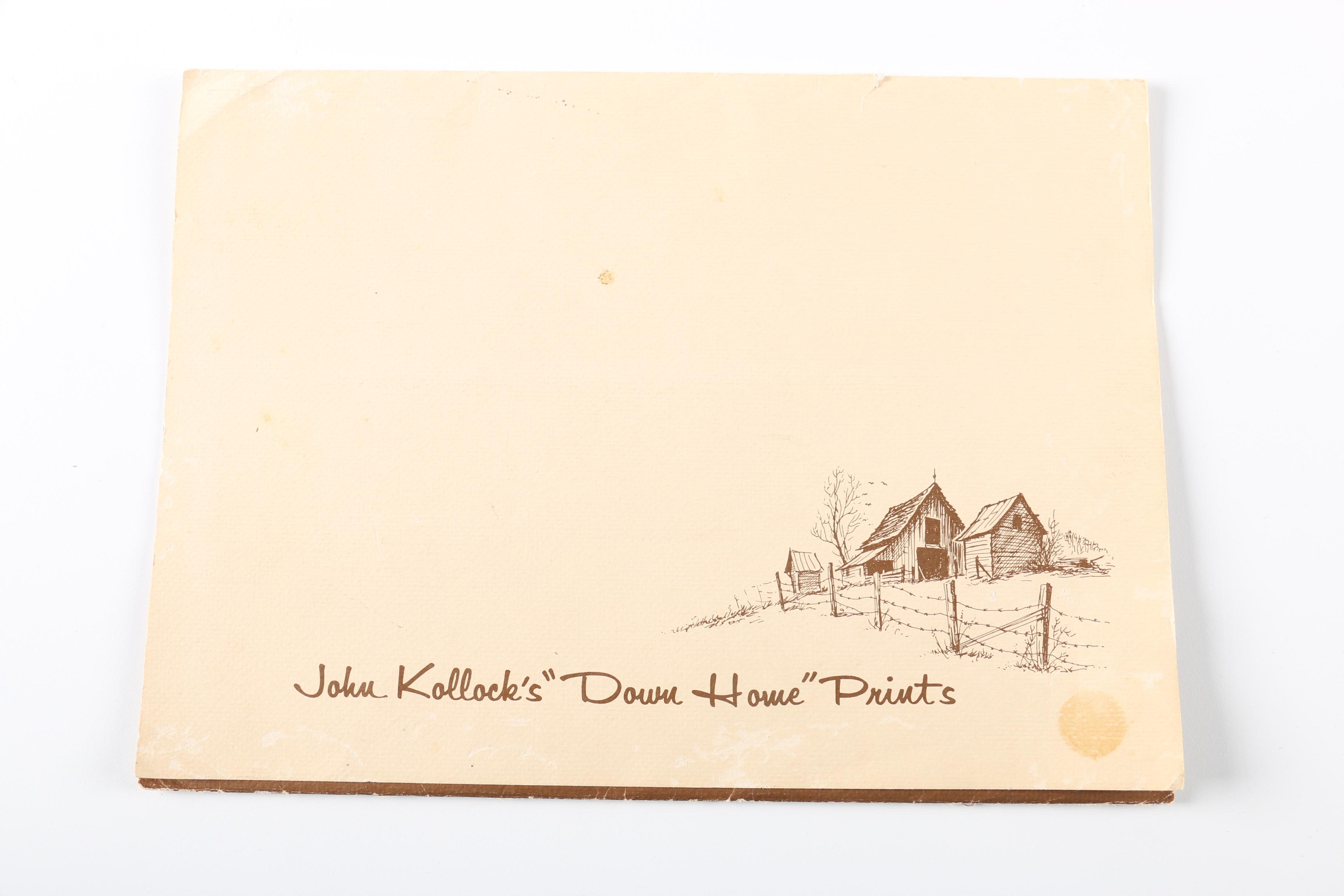 After John Kollock "Down Home" Lithograph Prints With Watercolor Embellishments