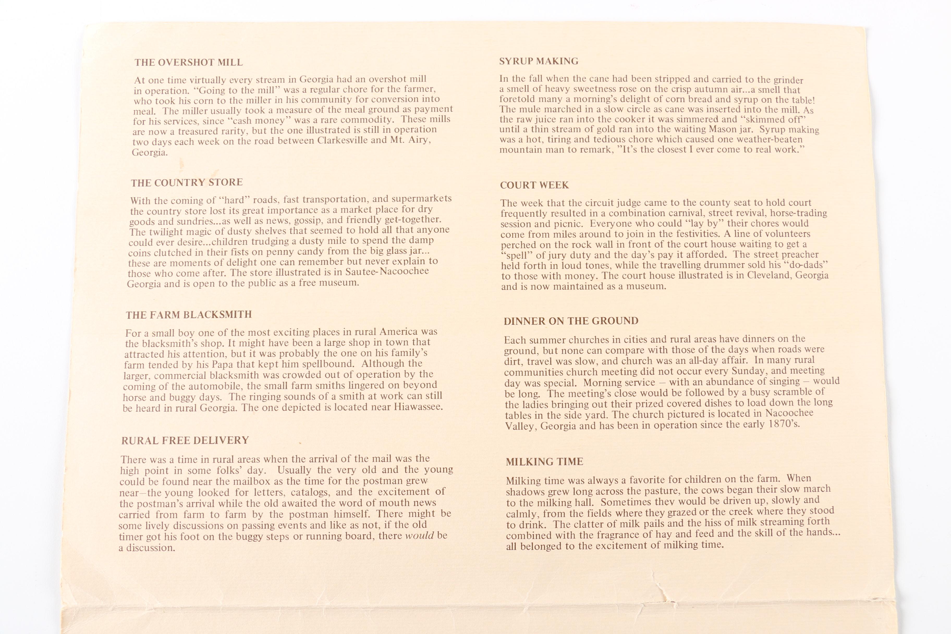 After John Kollock "Down Home" Lithograph Prints With Watercolor Embellishments