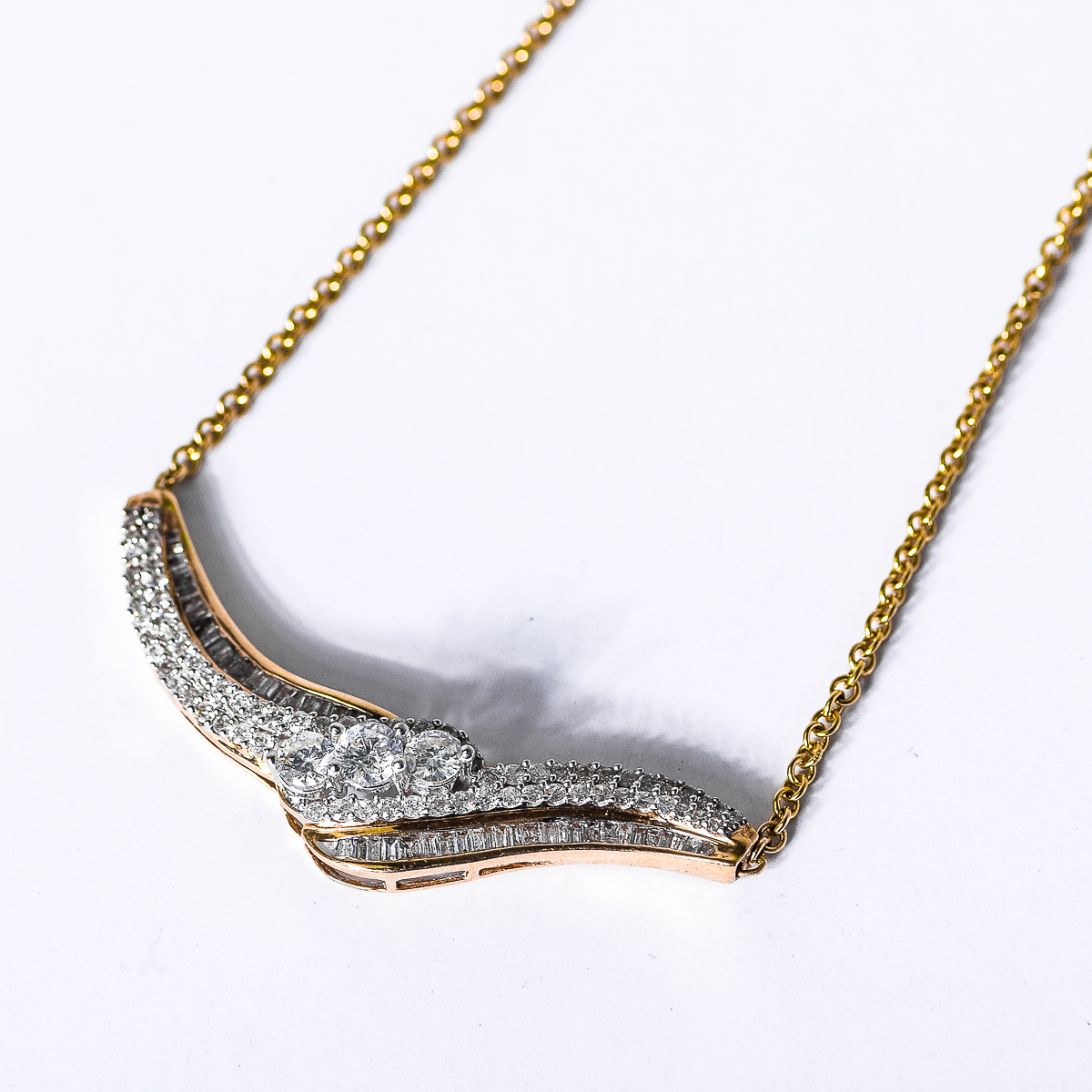 14K Yellow Gold and 2.91 CTW Diamond Bypass Pendant Necklace