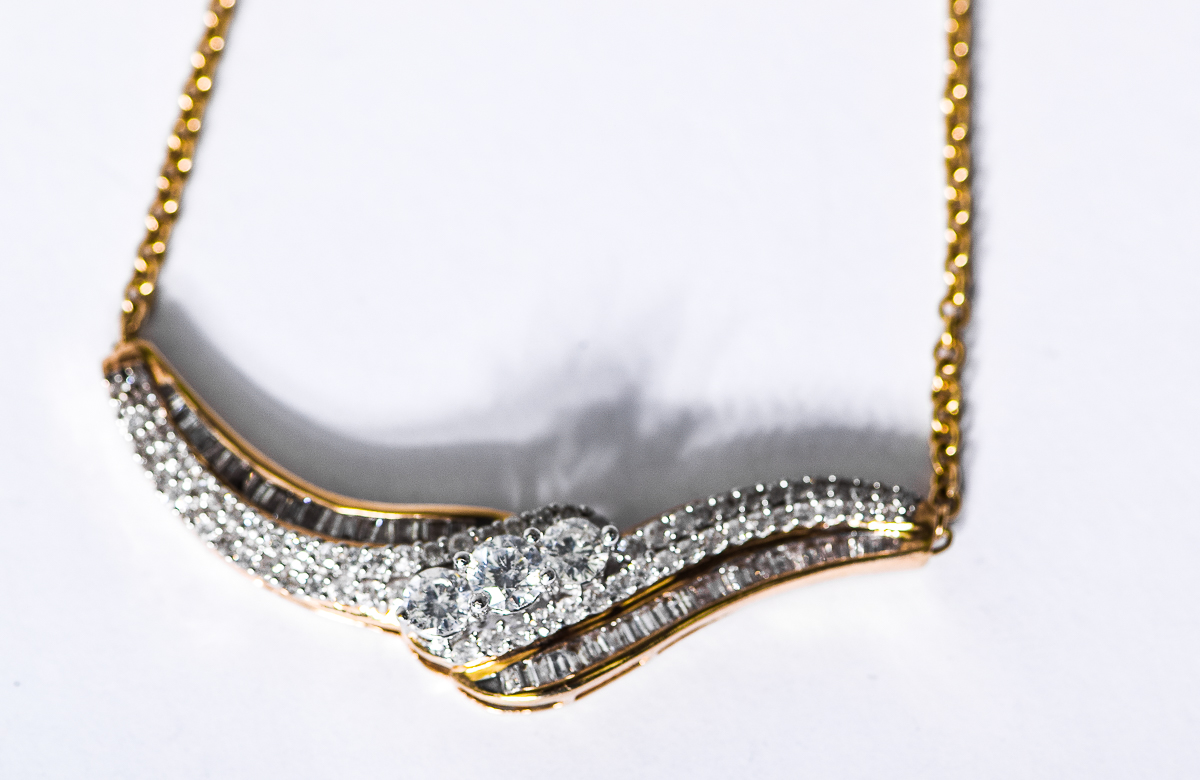 14K Yellow Gold and 2.91 CTW Diamond Bypass Pendant Necklace