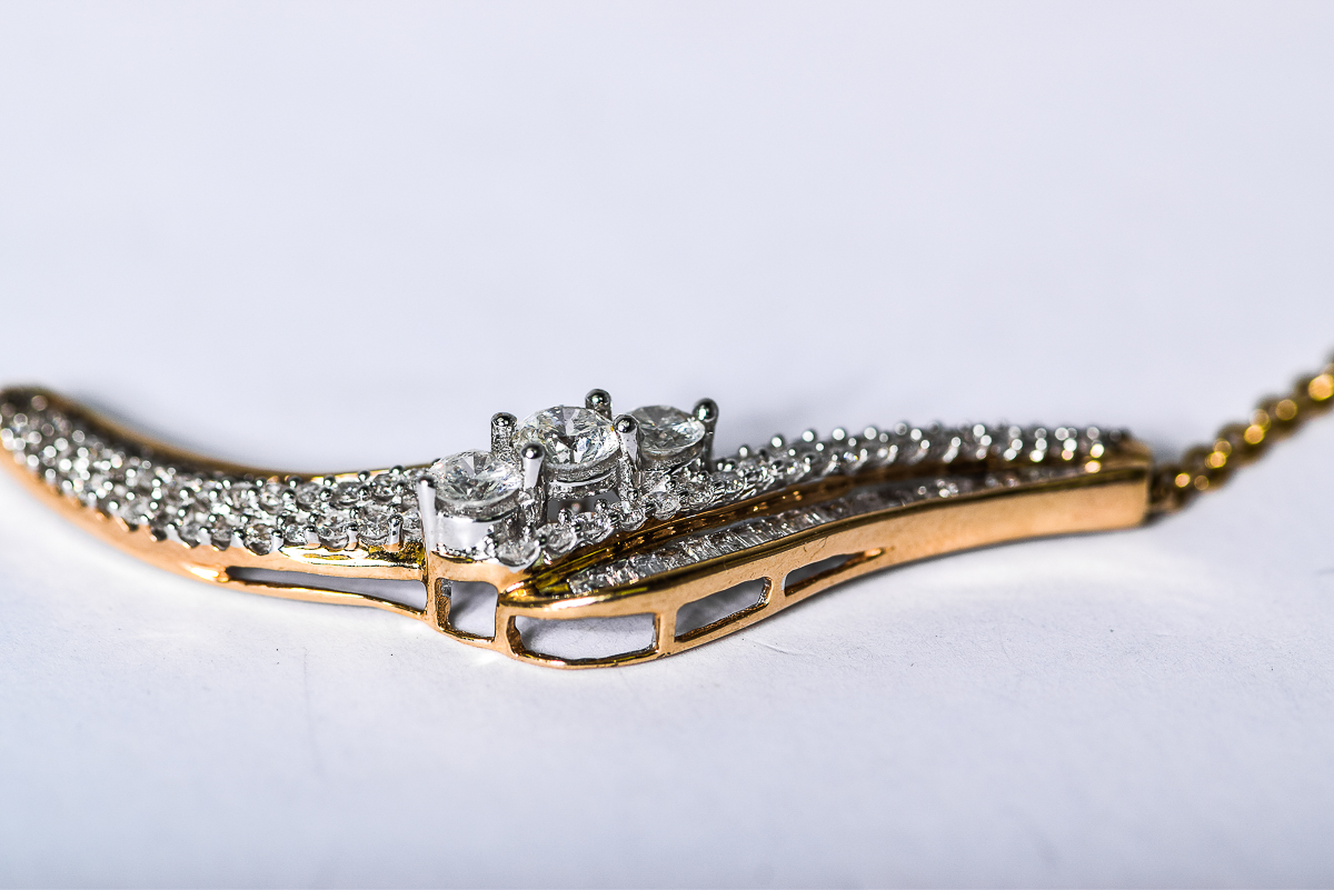 14K Yellow Gold and 2.91 CTW Diamond Bypass Pendant Necklace