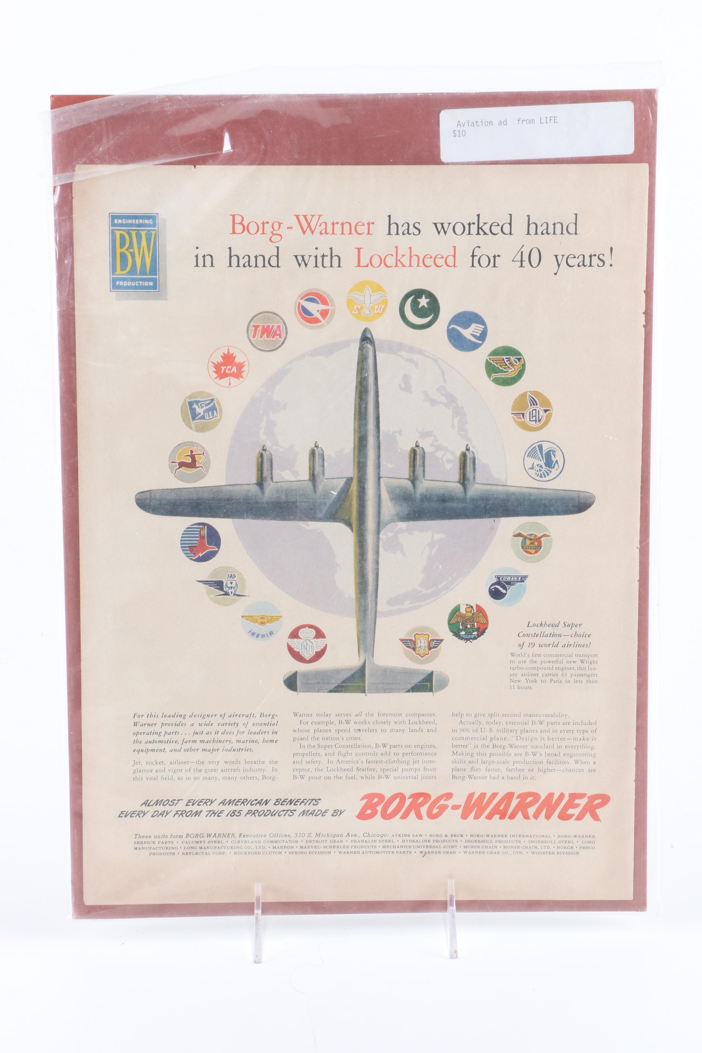 Collection of Mid-20th Century Aviation Advertisements