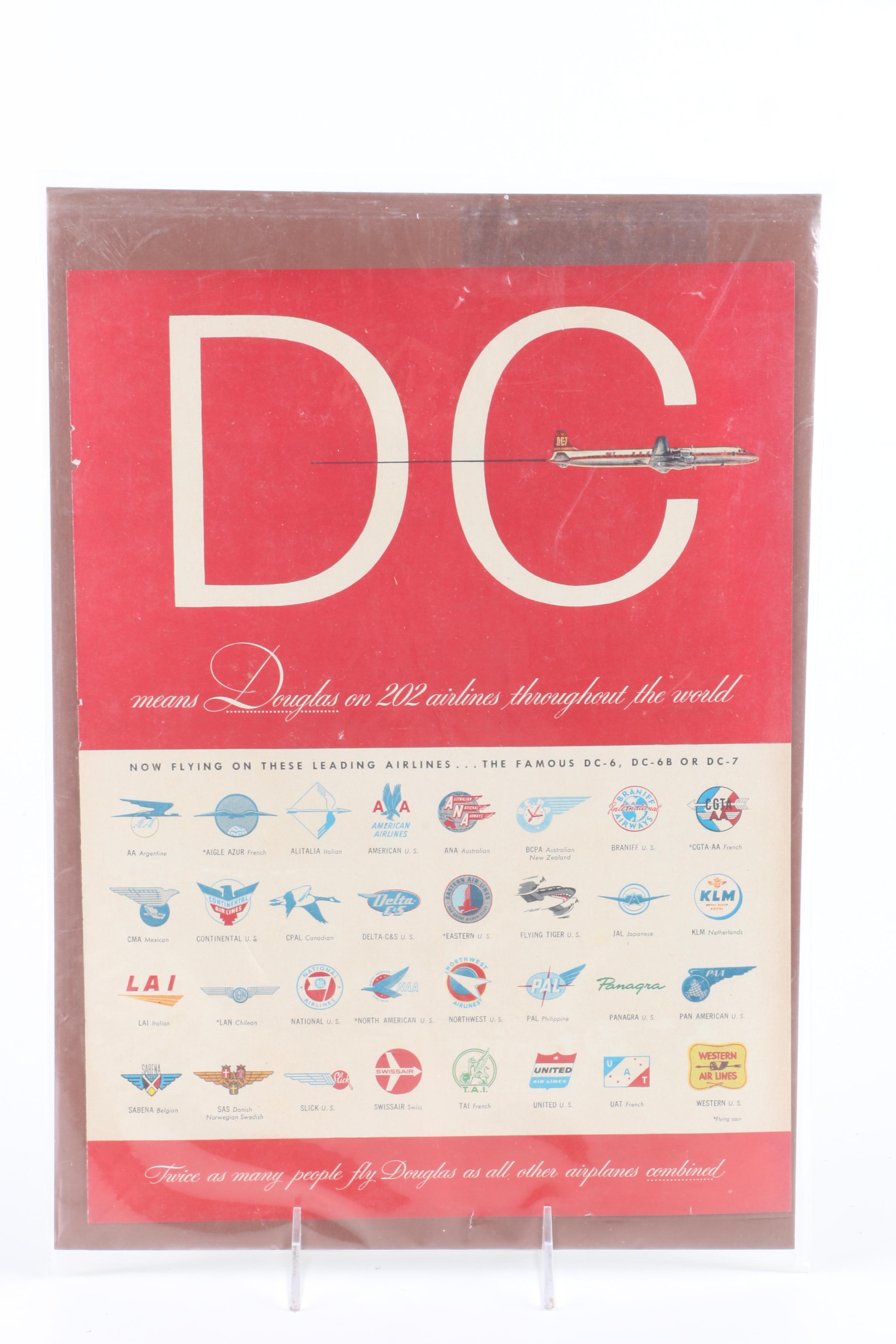 Collection of Mid-20th Century Aviation Advertisements