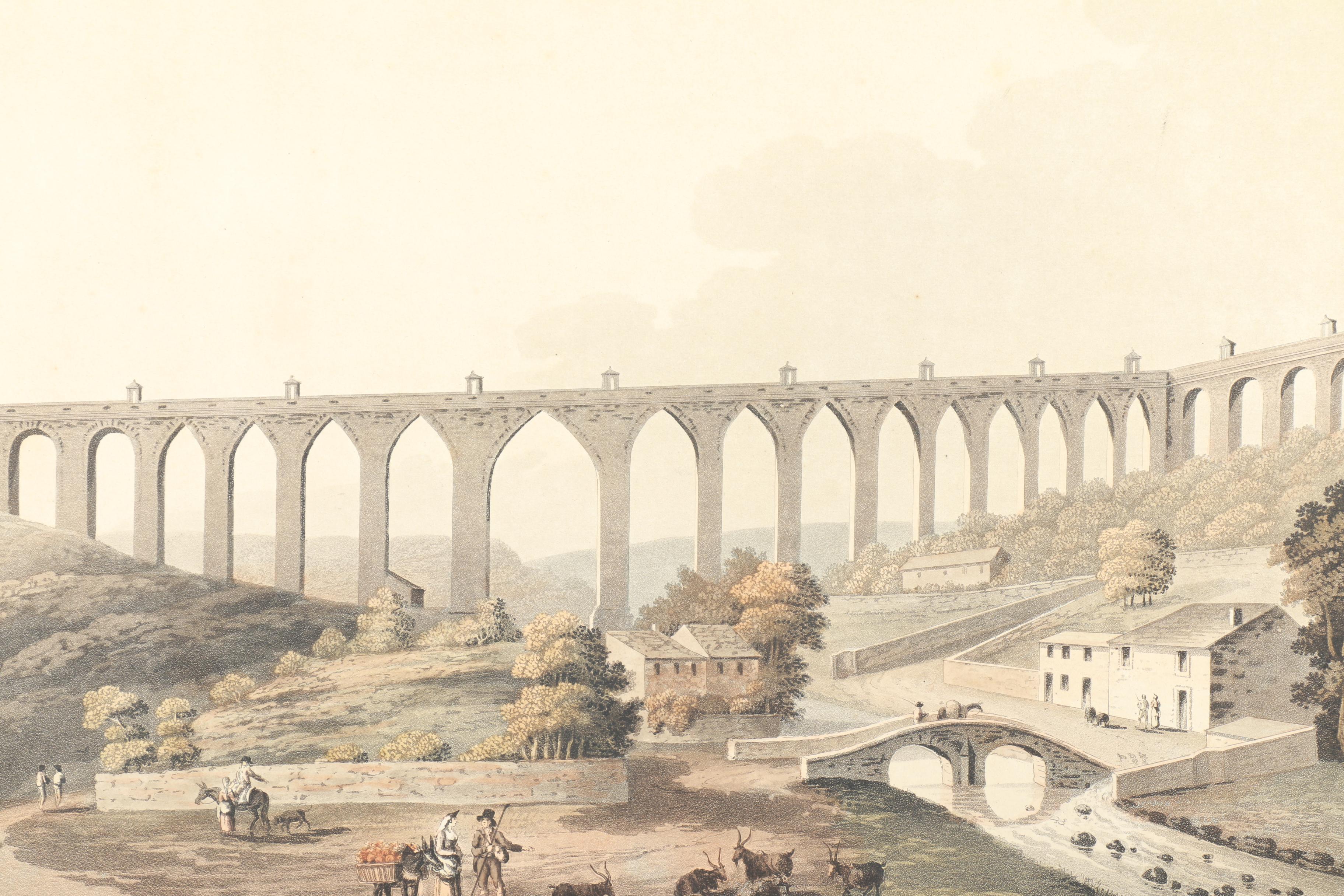 I. Clark Aquatint "Aqueduct of Alcantara"