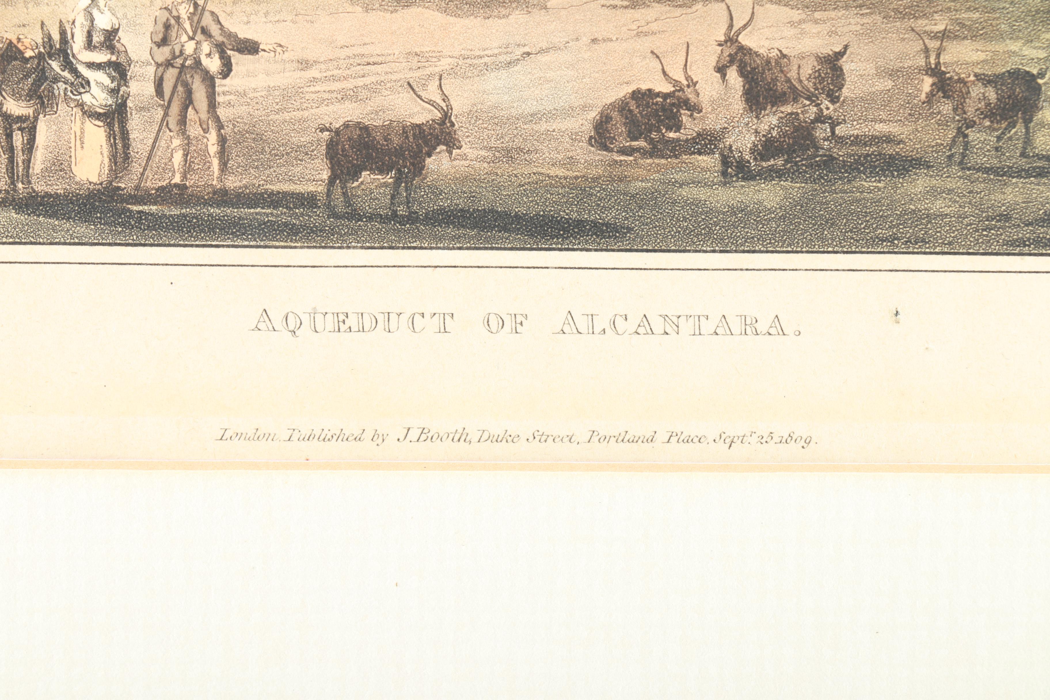 I. Clark Aquatint "Aqueduct of Alcantara"