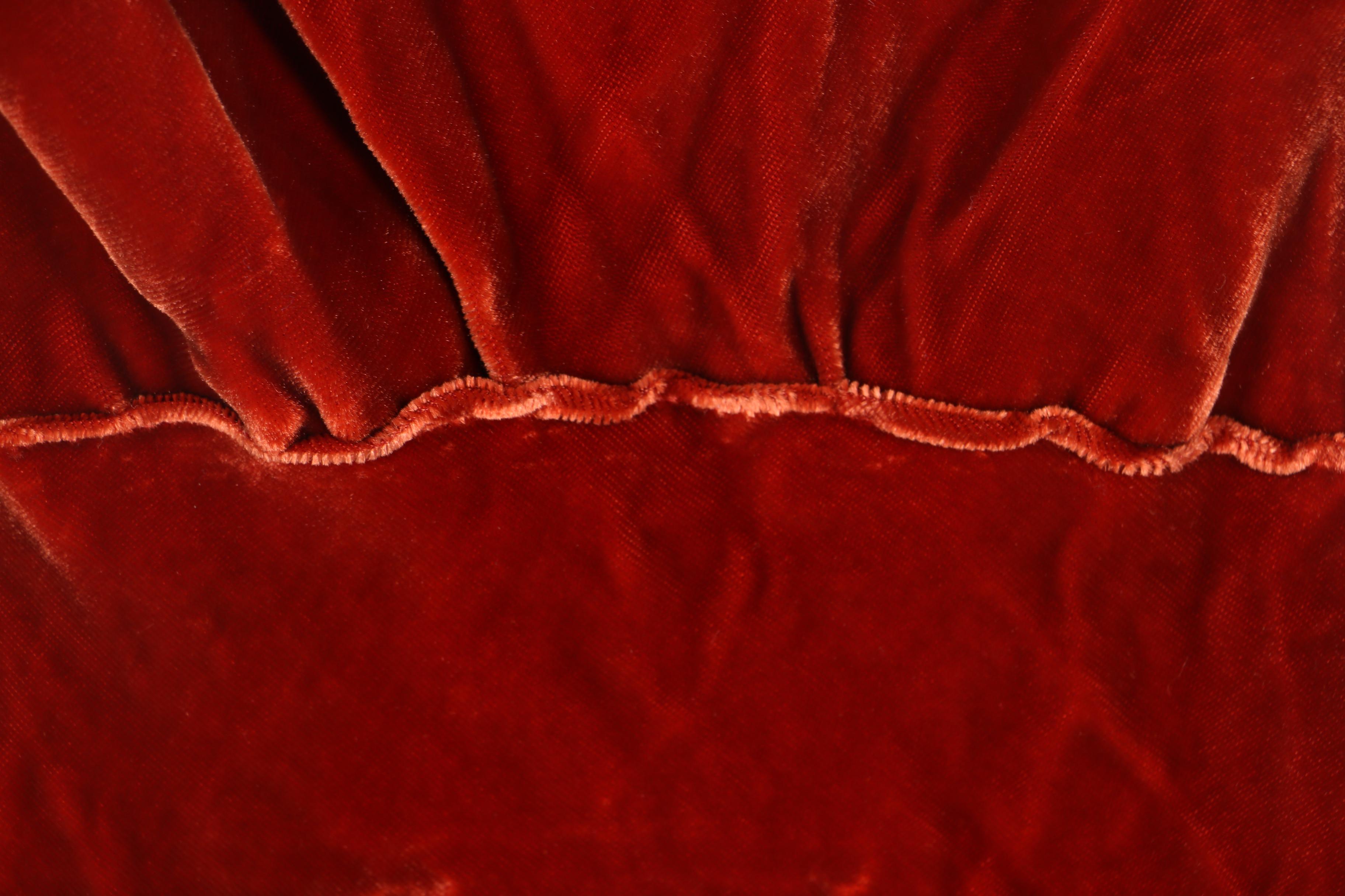 1930s Rust-Colored Crushed Velvet Dress With Hat and Gloves