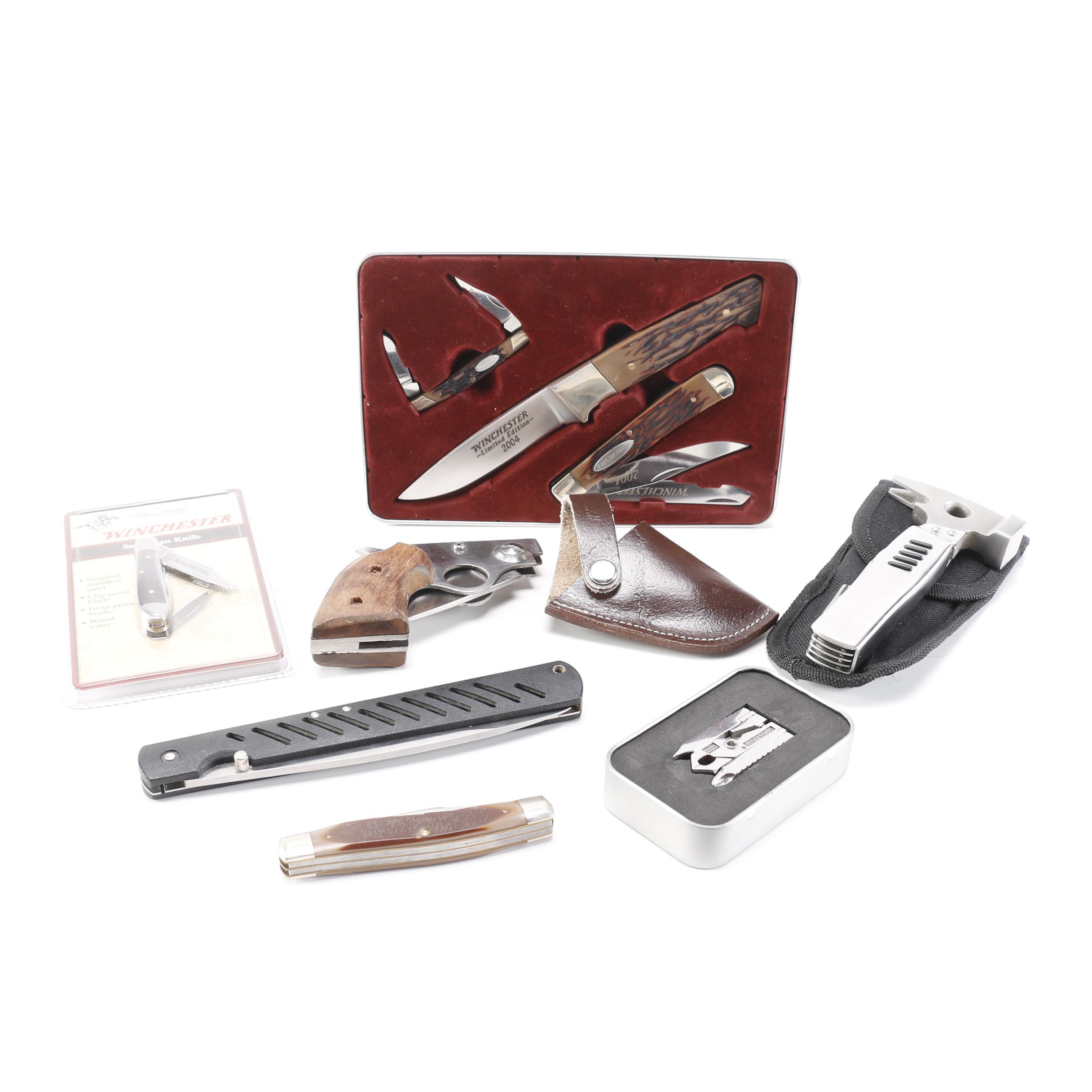 Collection of Knives including Winchester and Schrade