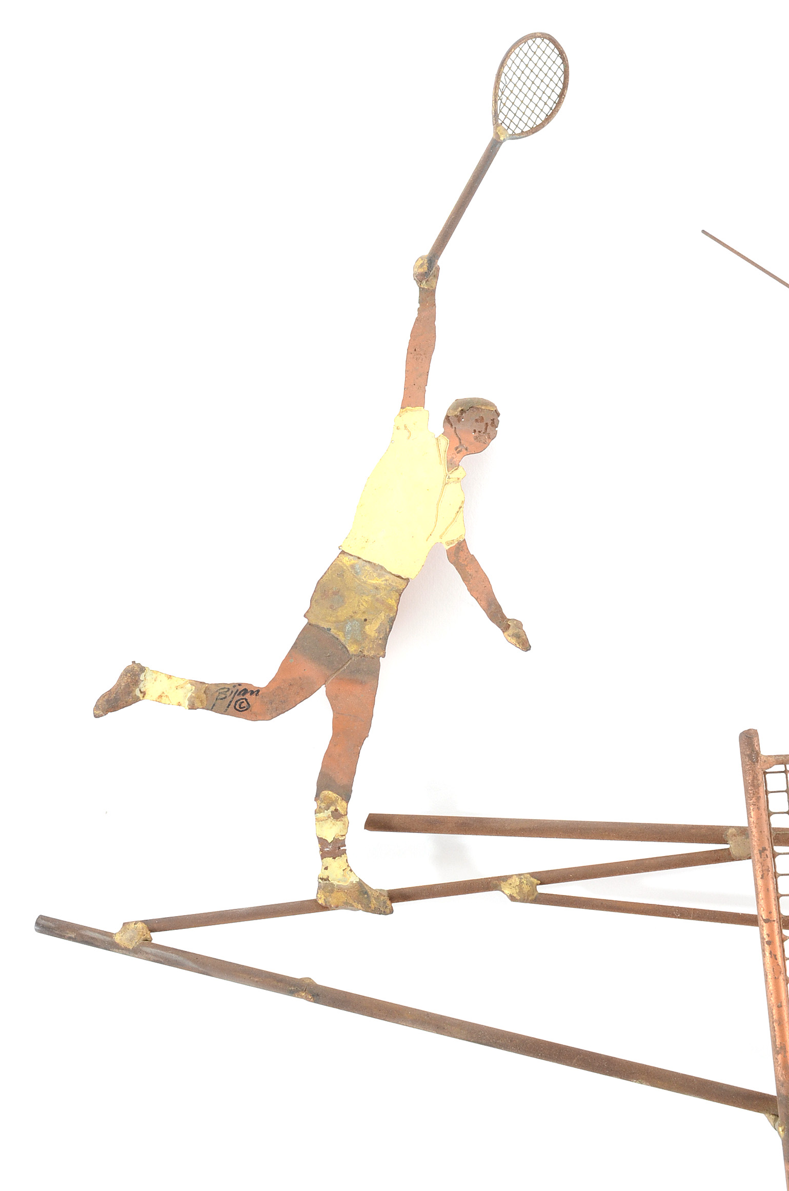 Bijan Mid Century Brutalist Laser-Cut Metal Tennis-Themed Wall Sculpture