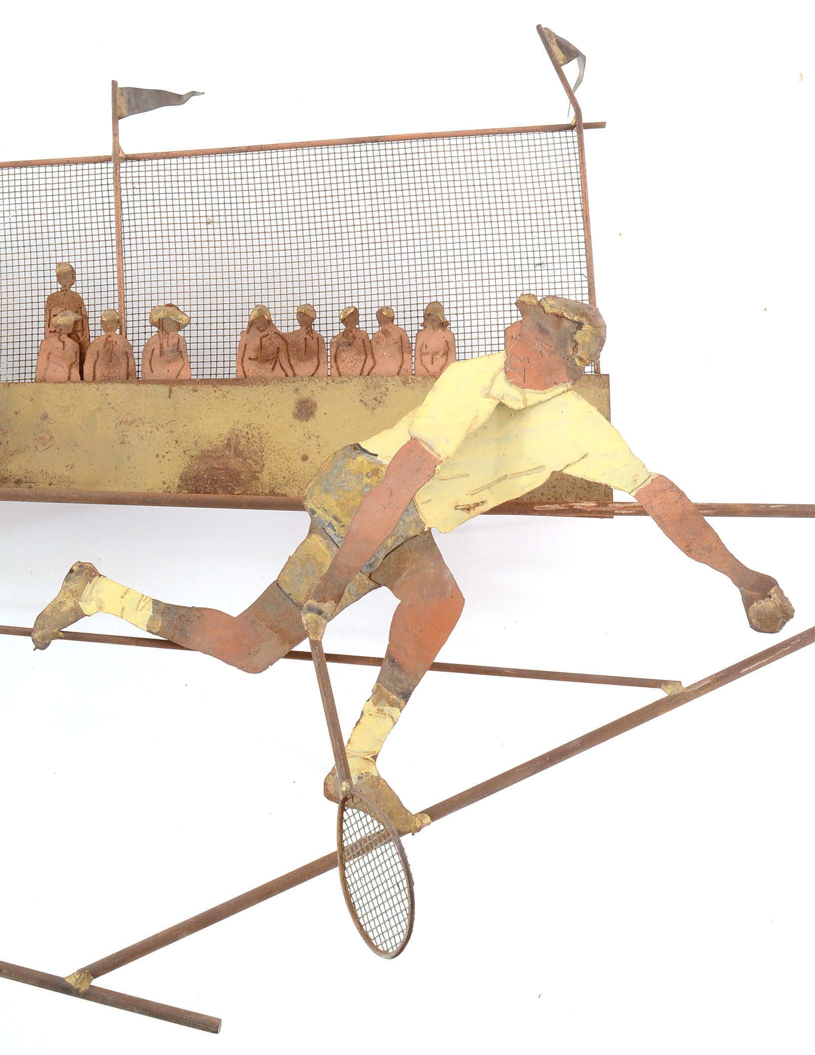 Bijan Mid Century Brutalist Laser-Cut Metal Tennis-Themed Wall Sculpture