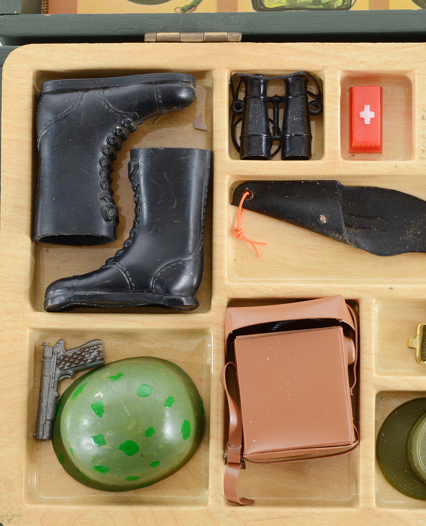 Pair of Vintage 1964 Wooden GI Joe Weapons Footlockers One with Sleeve