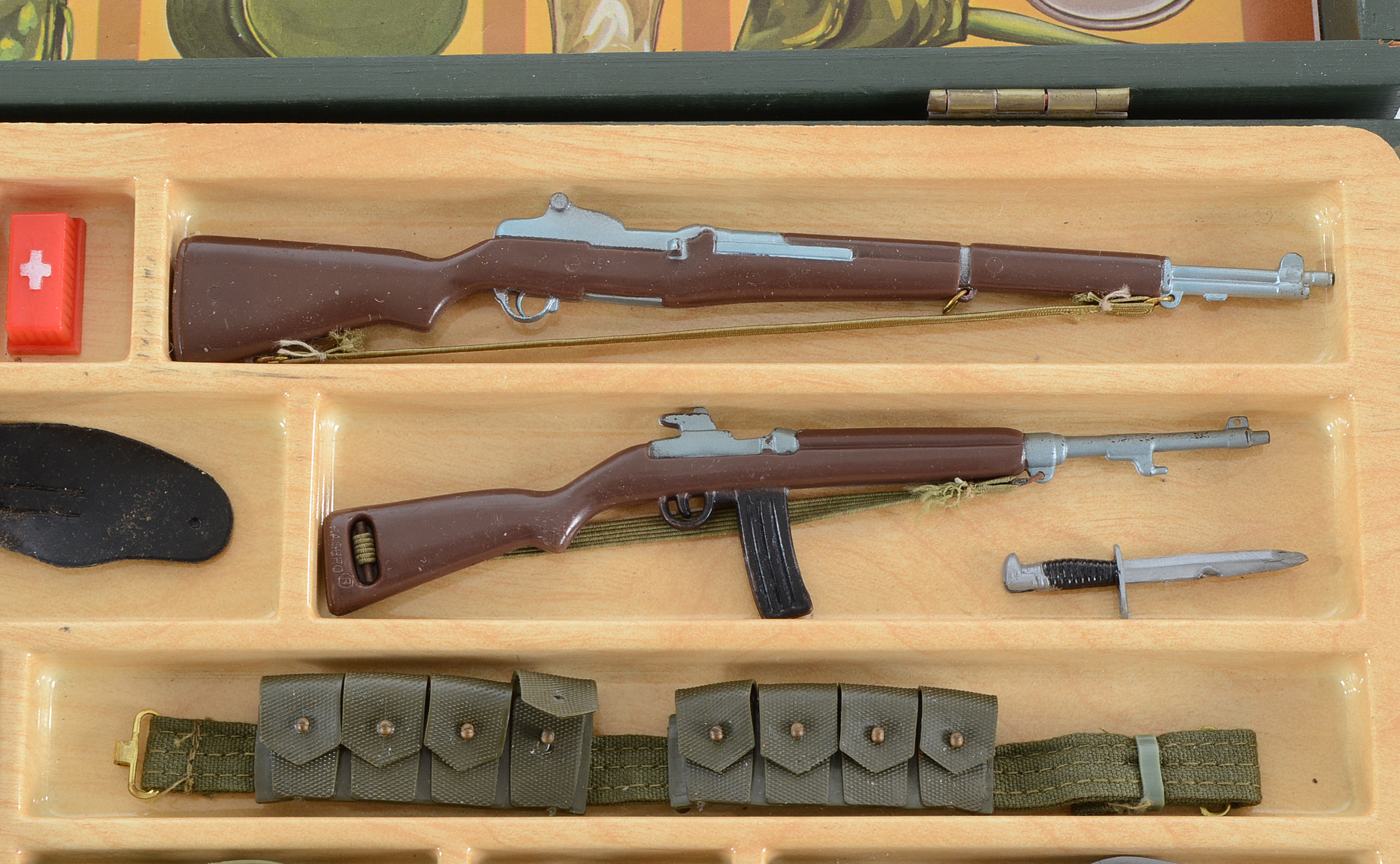 Pair of Vintage 1964 Wooden GI Joe Weapons Footlockers One with Sleeve