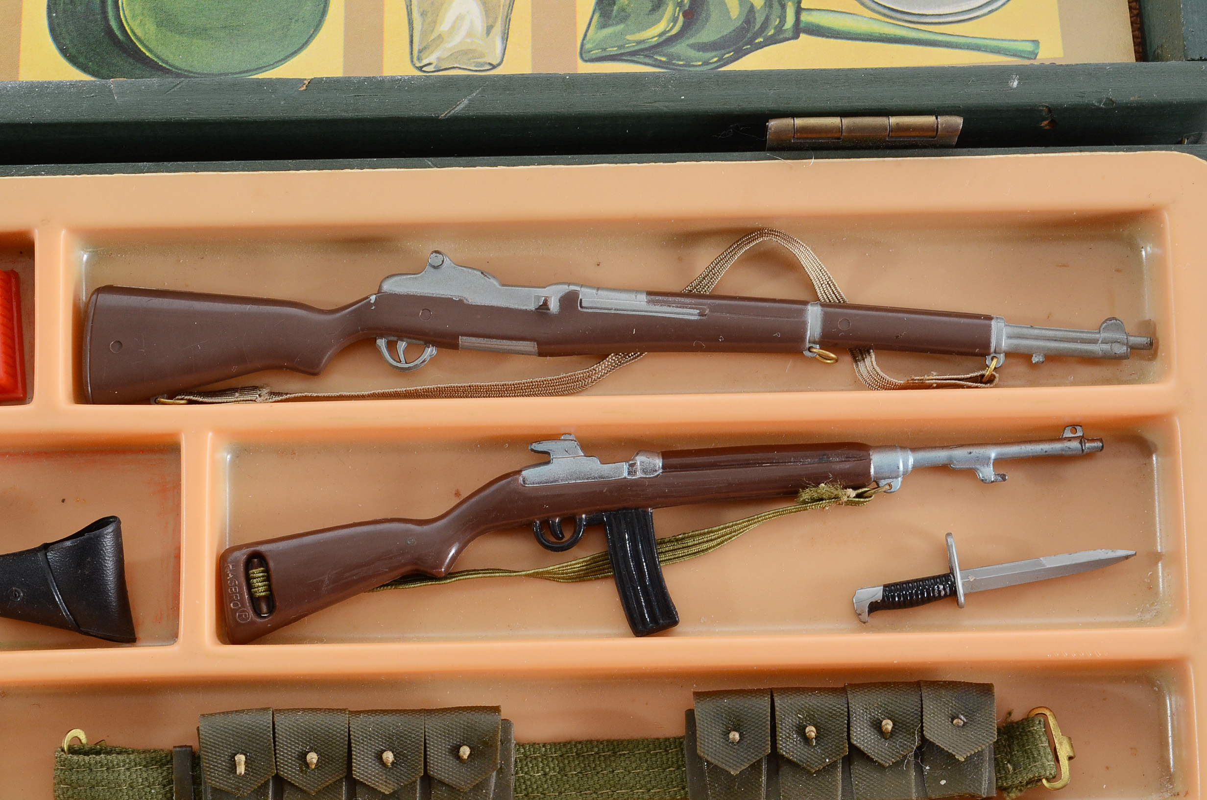 Pair of Original 1964 GI Joe Wooden Footlockers Complete with Weapons