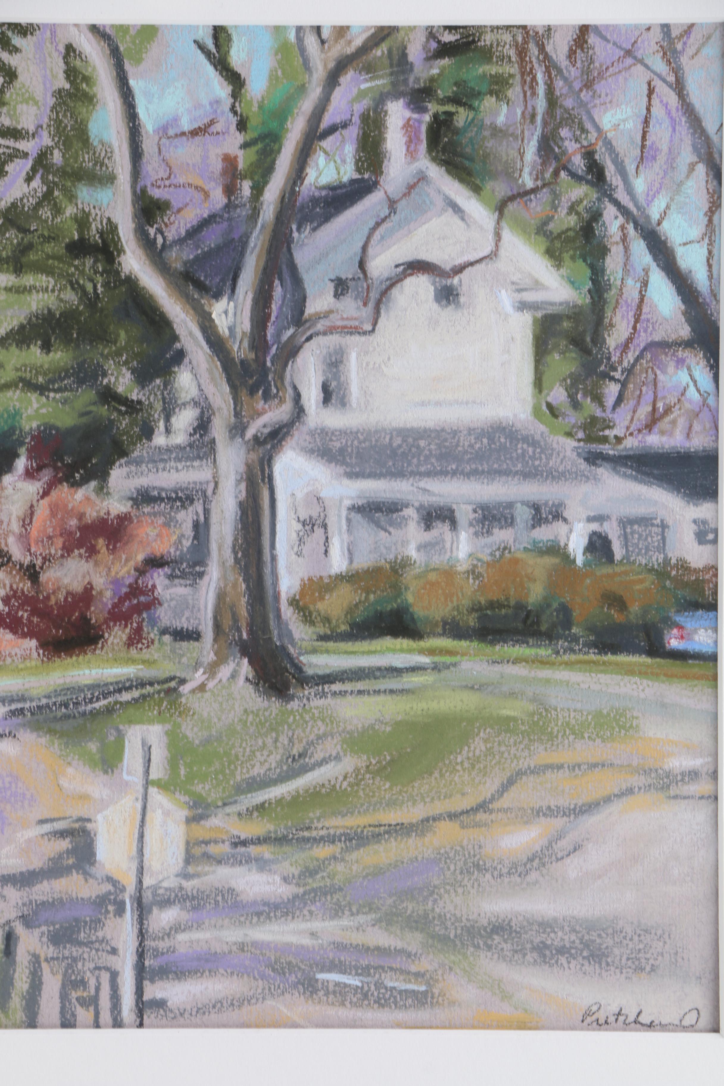Mary Pritchard Pastel Drawing "House at Quaker Neck Landing"