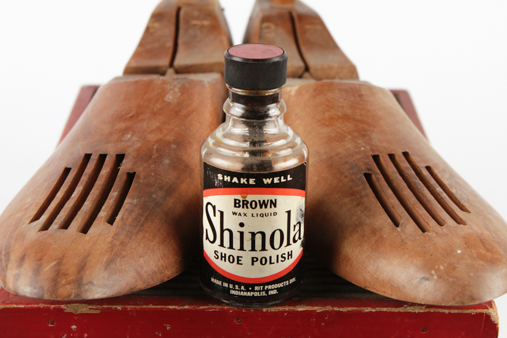 Vintage Shoe Shine Kit and Shoe Stretchers