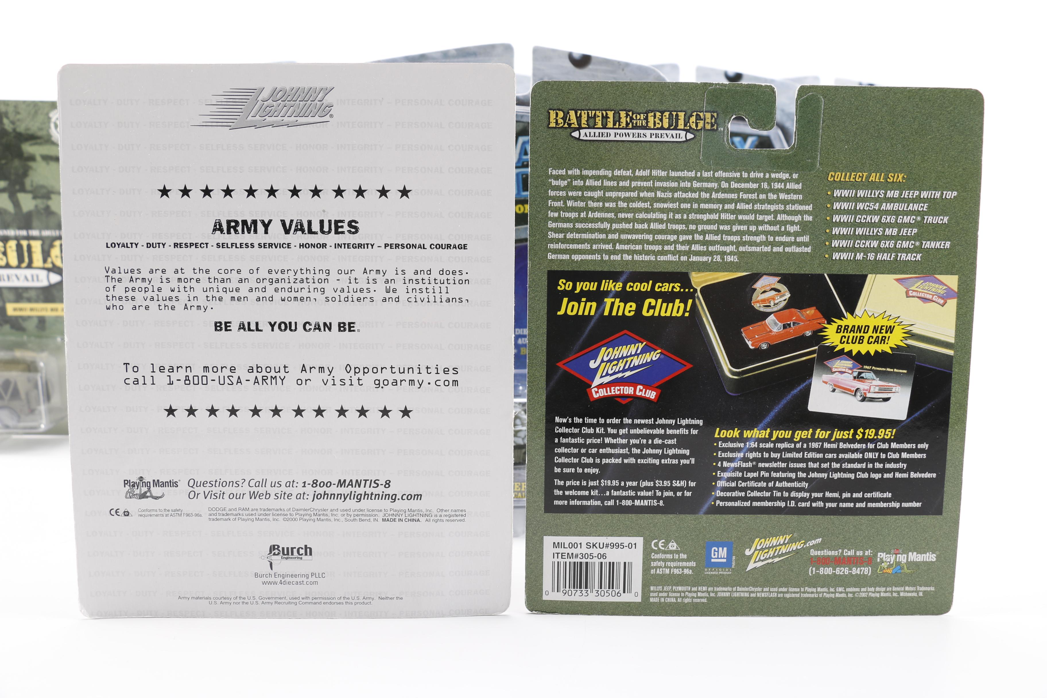 Mint in Box Military-Themed  Johnny Lightning Toy Vehicles