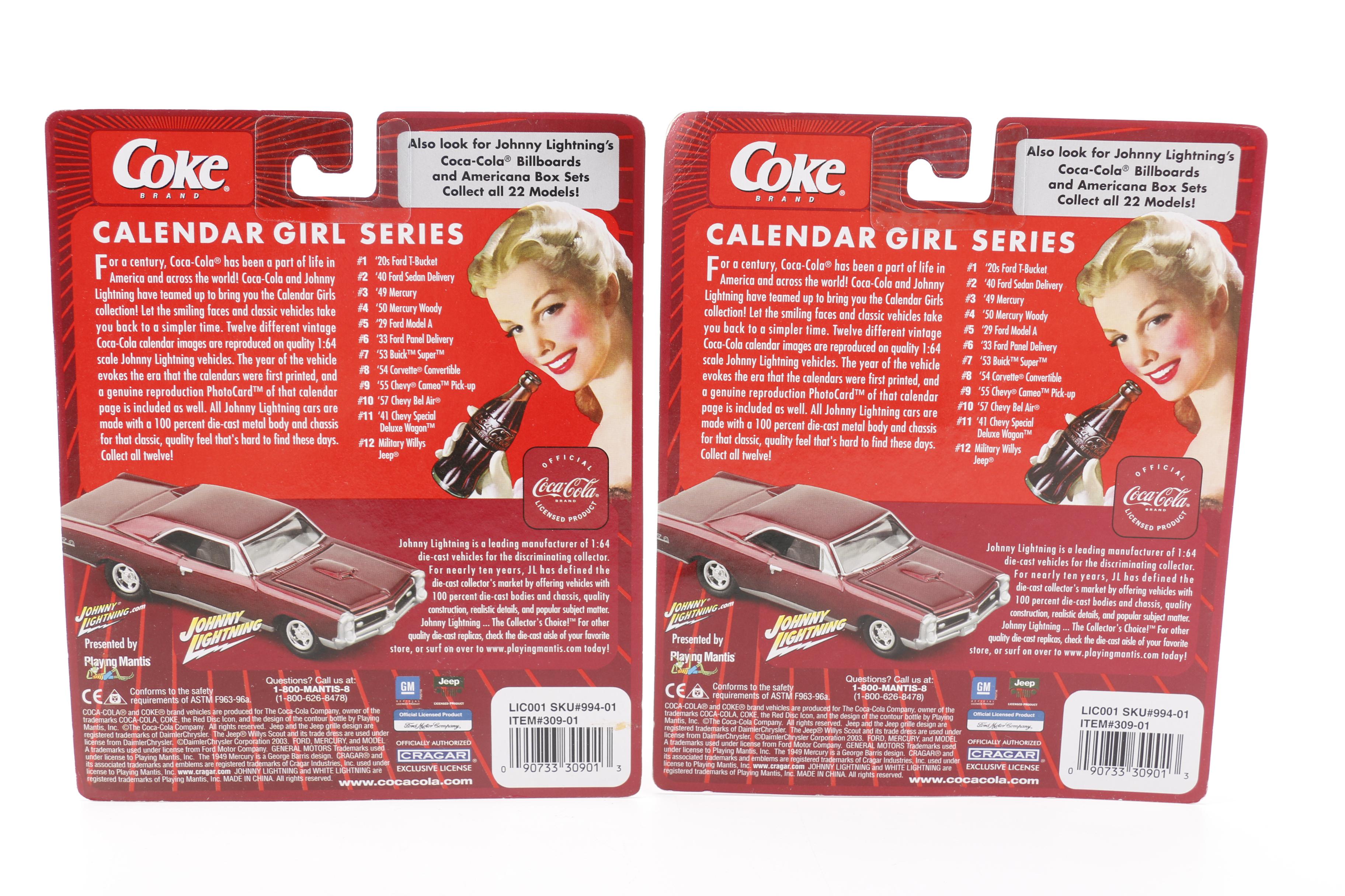Coca-Cola "Calendar Girl Series"  Die-Cast Collector Cars