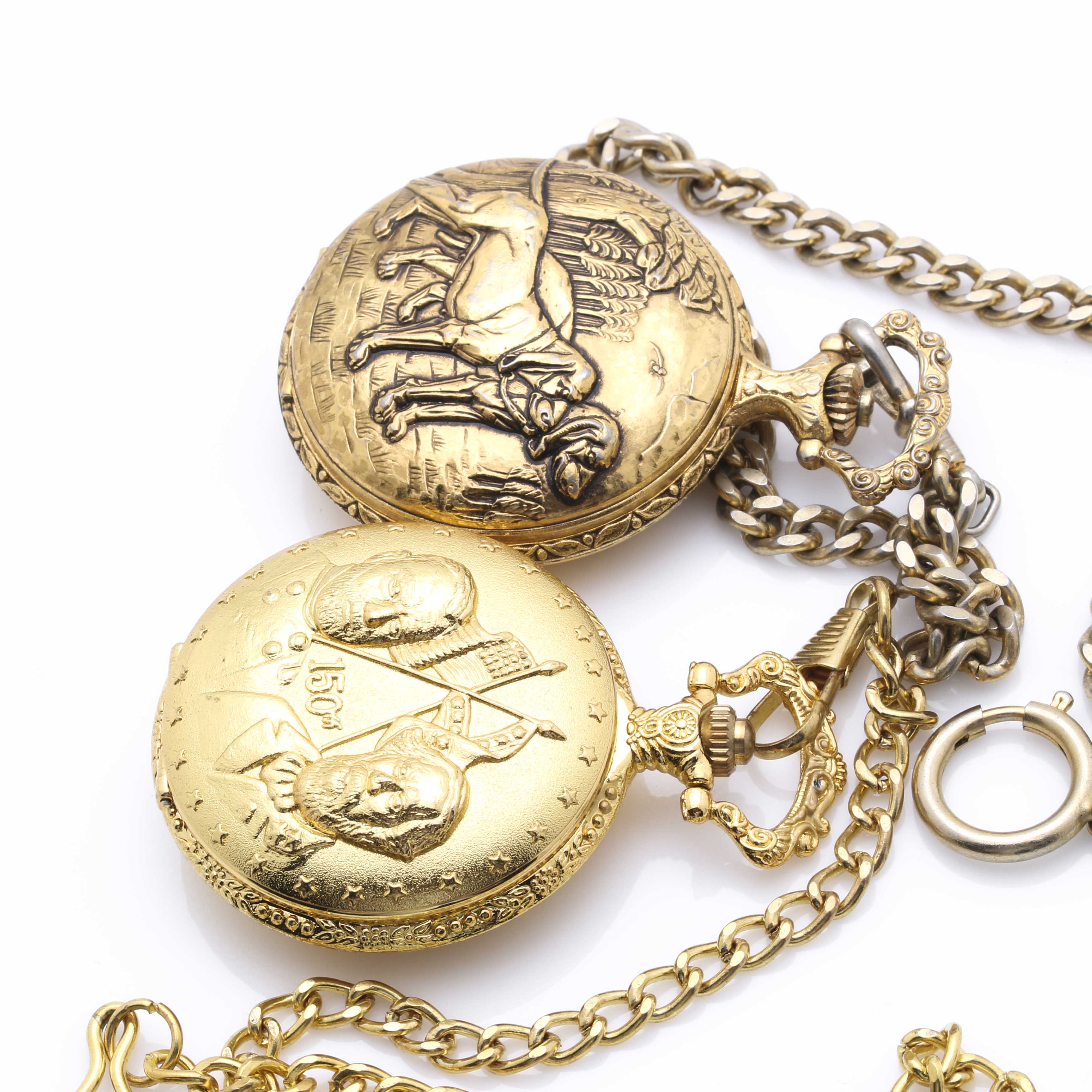 Pocket Watches Featuring Civil War, Duck Hunting, and Eagle Motifs