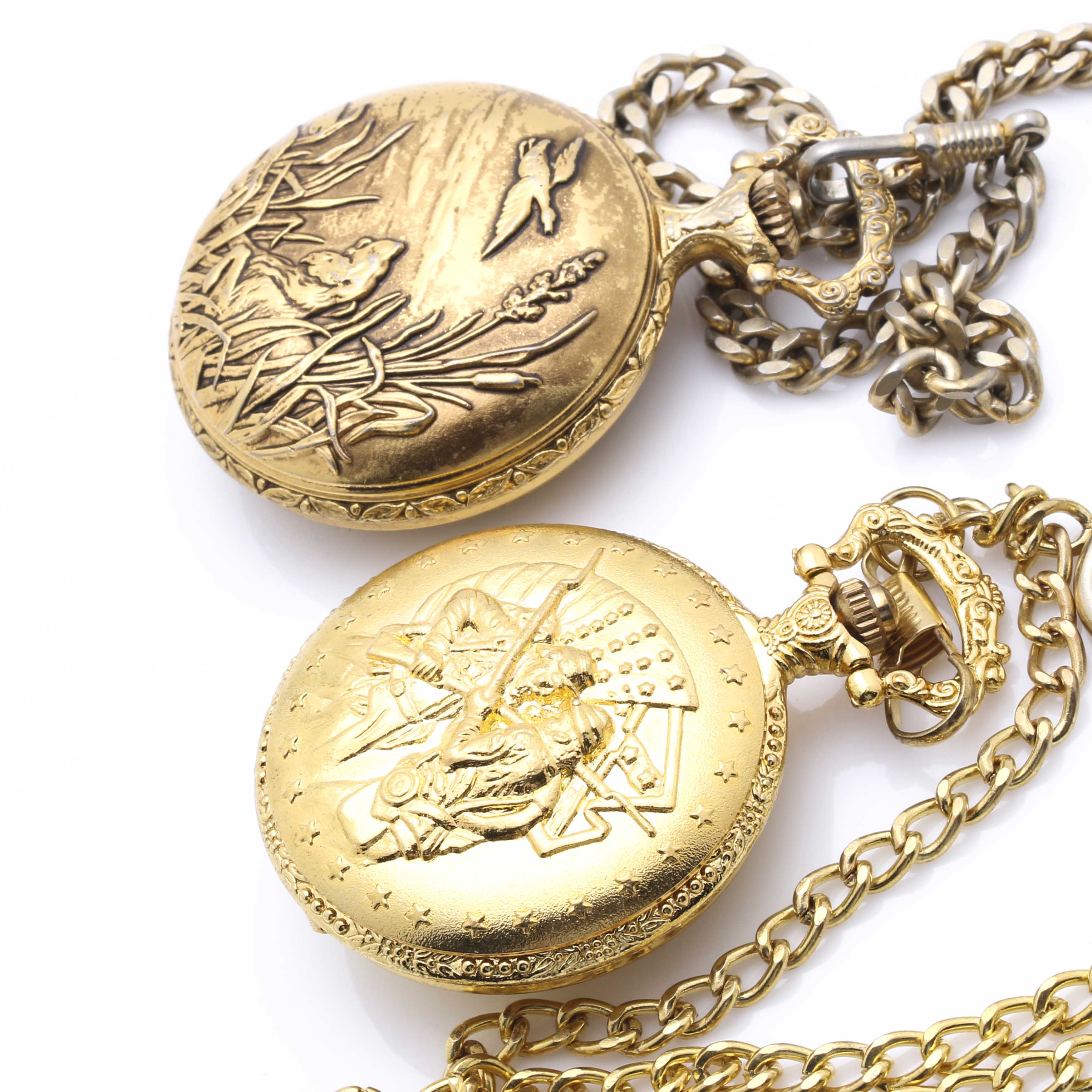 Pocket Watches Featuring Civil War, Duck Hunting, and Eagle Motifs
