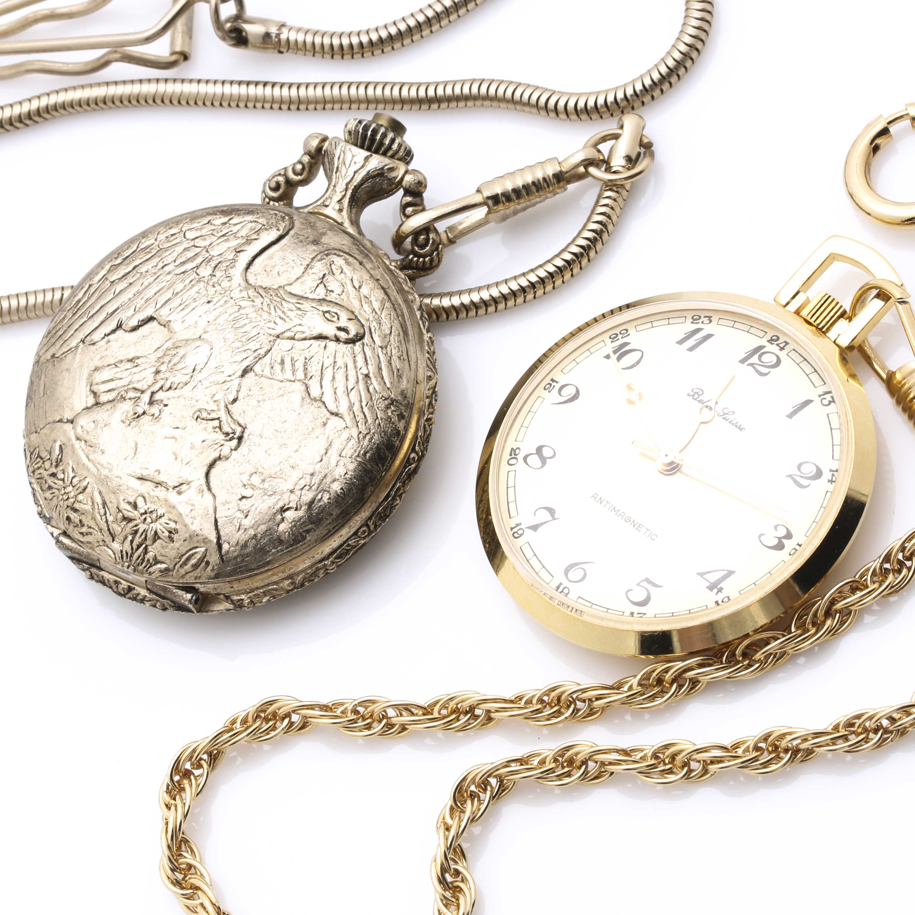Pocket Watches Featuring Civil War, Duck Hunting, and Eagle Motifs