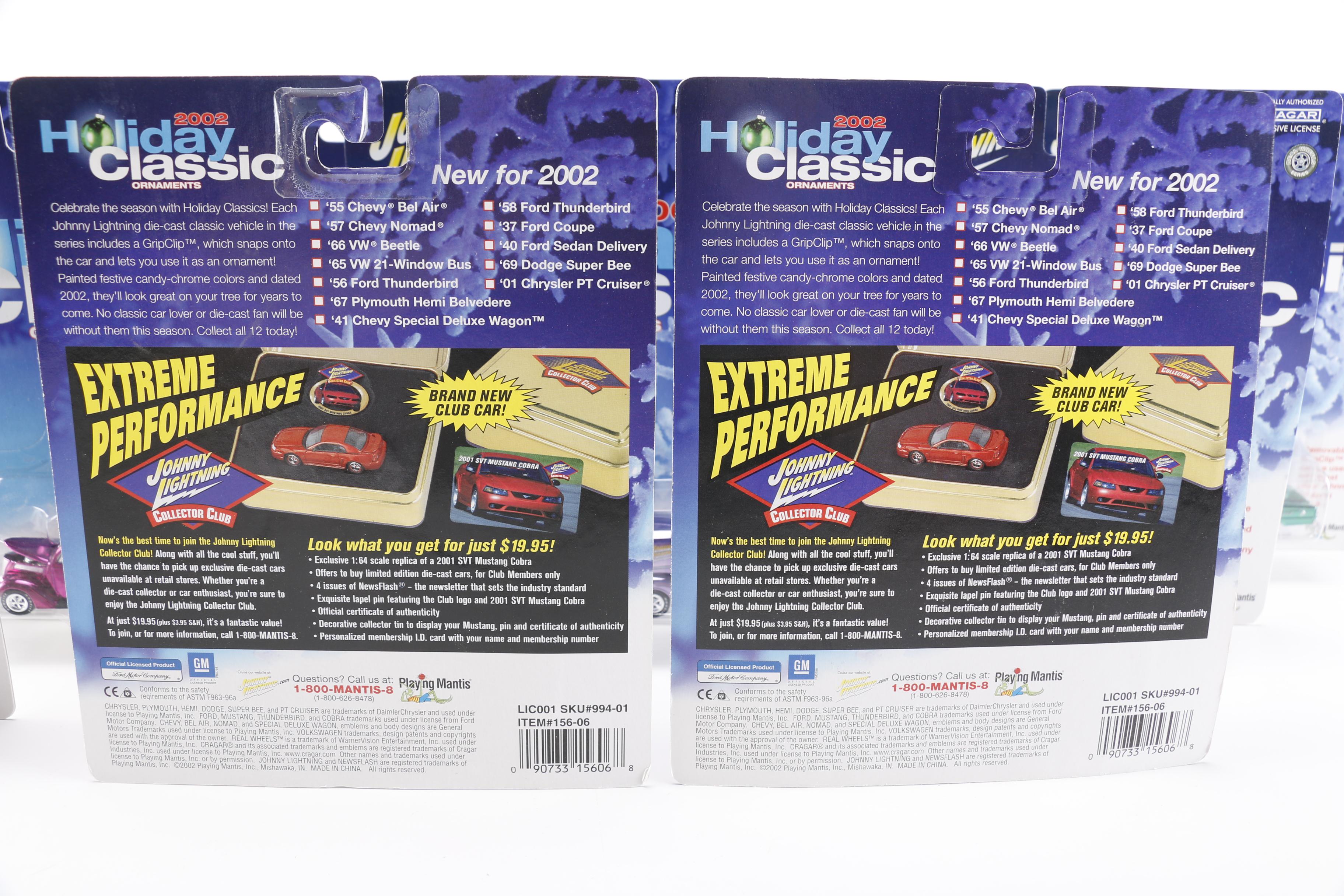 Johnny Lightning 2002 Holiday Classic Die-Cast Car Ornaments