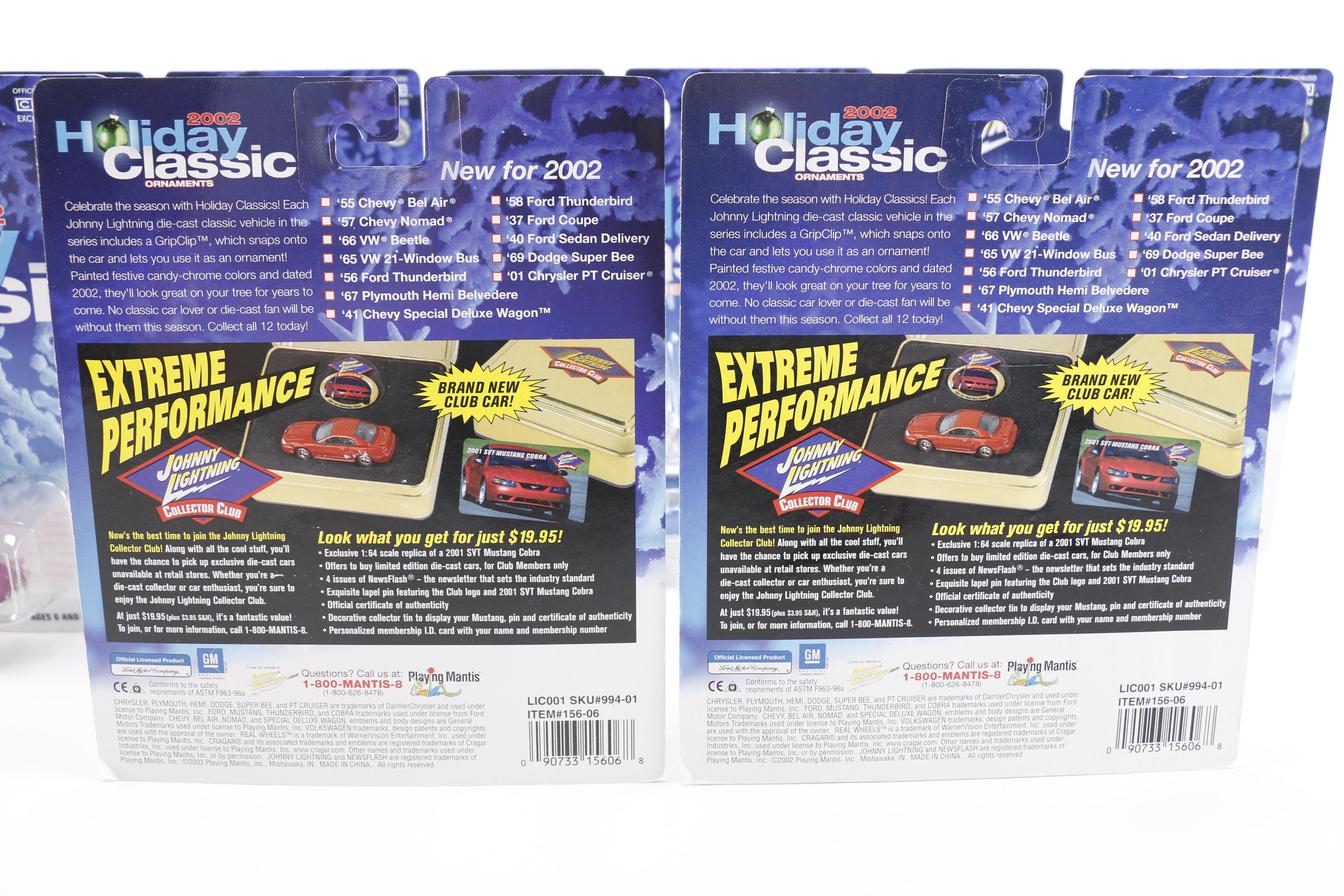 Johnny Lightning 2002 Holiday Classic Die-Cast Car Ornaments