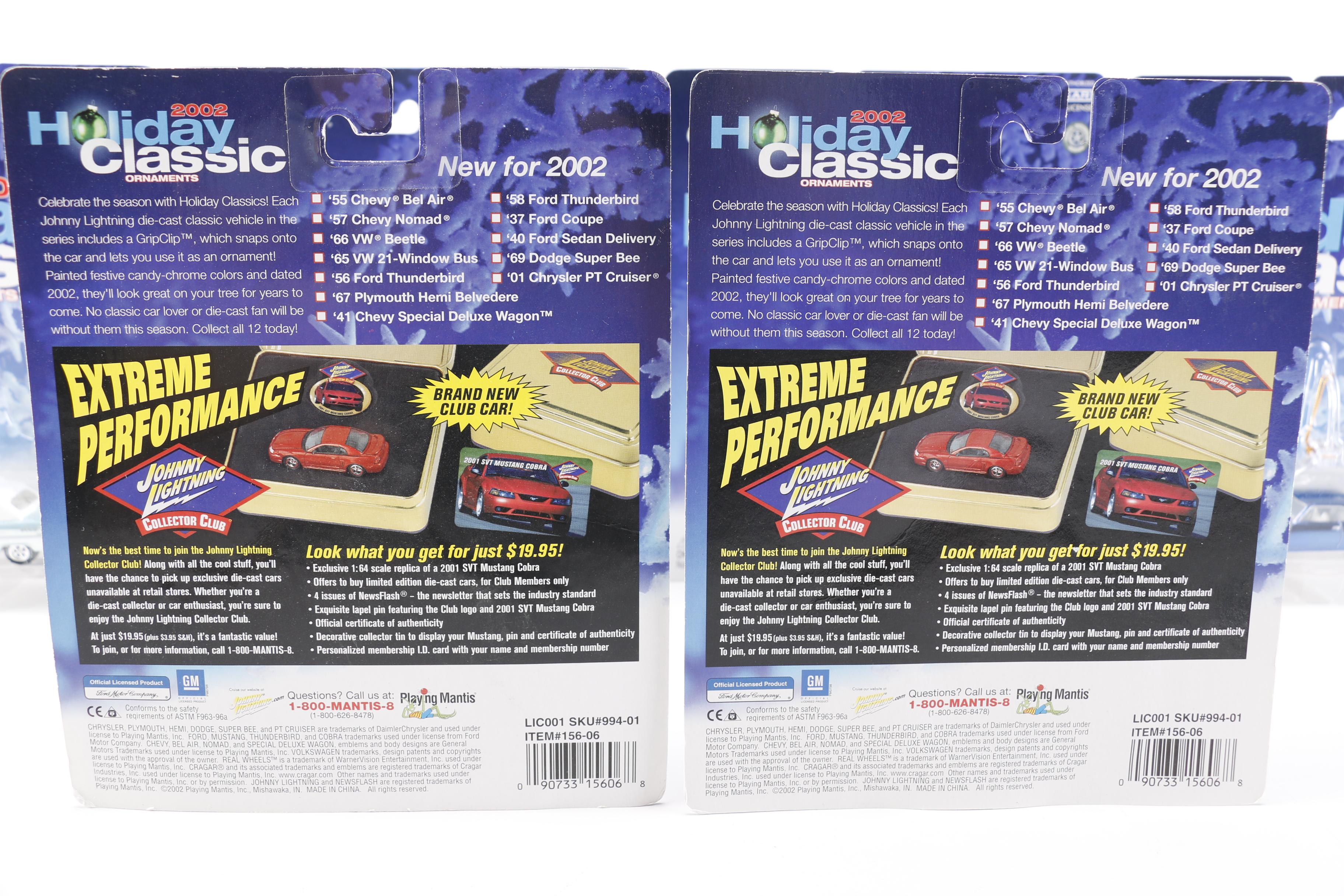 Johnny Lightning 2002 Holiday Classic Die-Cast Car Ornaments