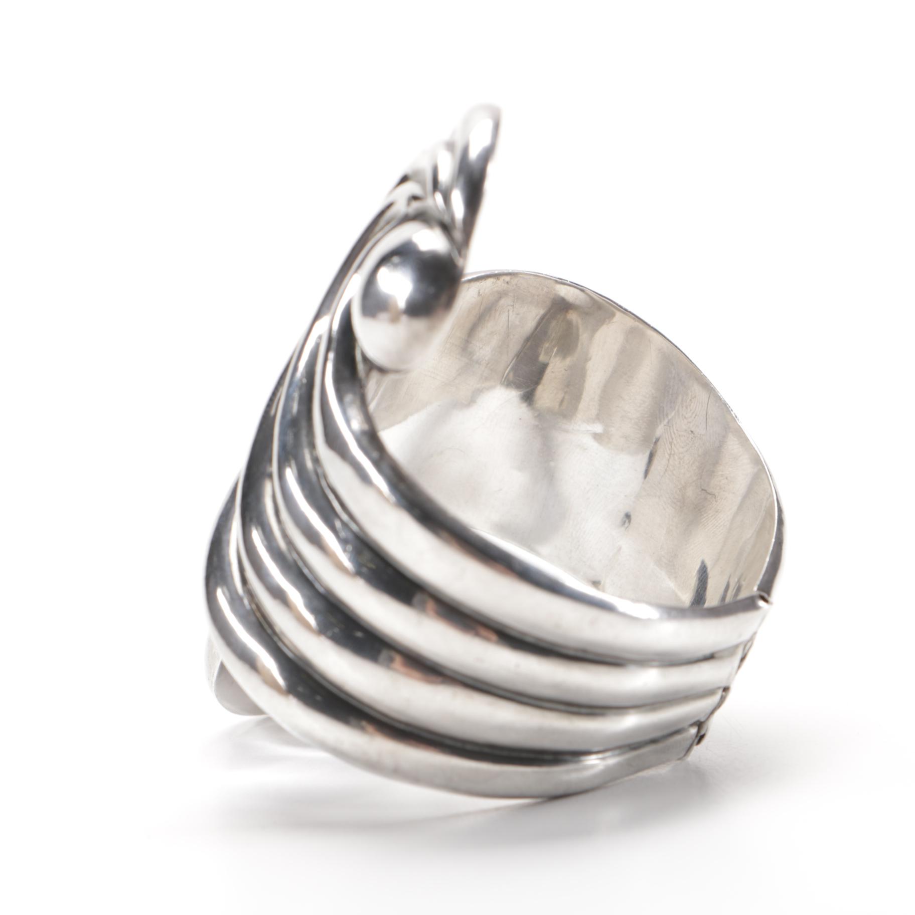 Mexican Sterling Hinged Bangle Bracelet