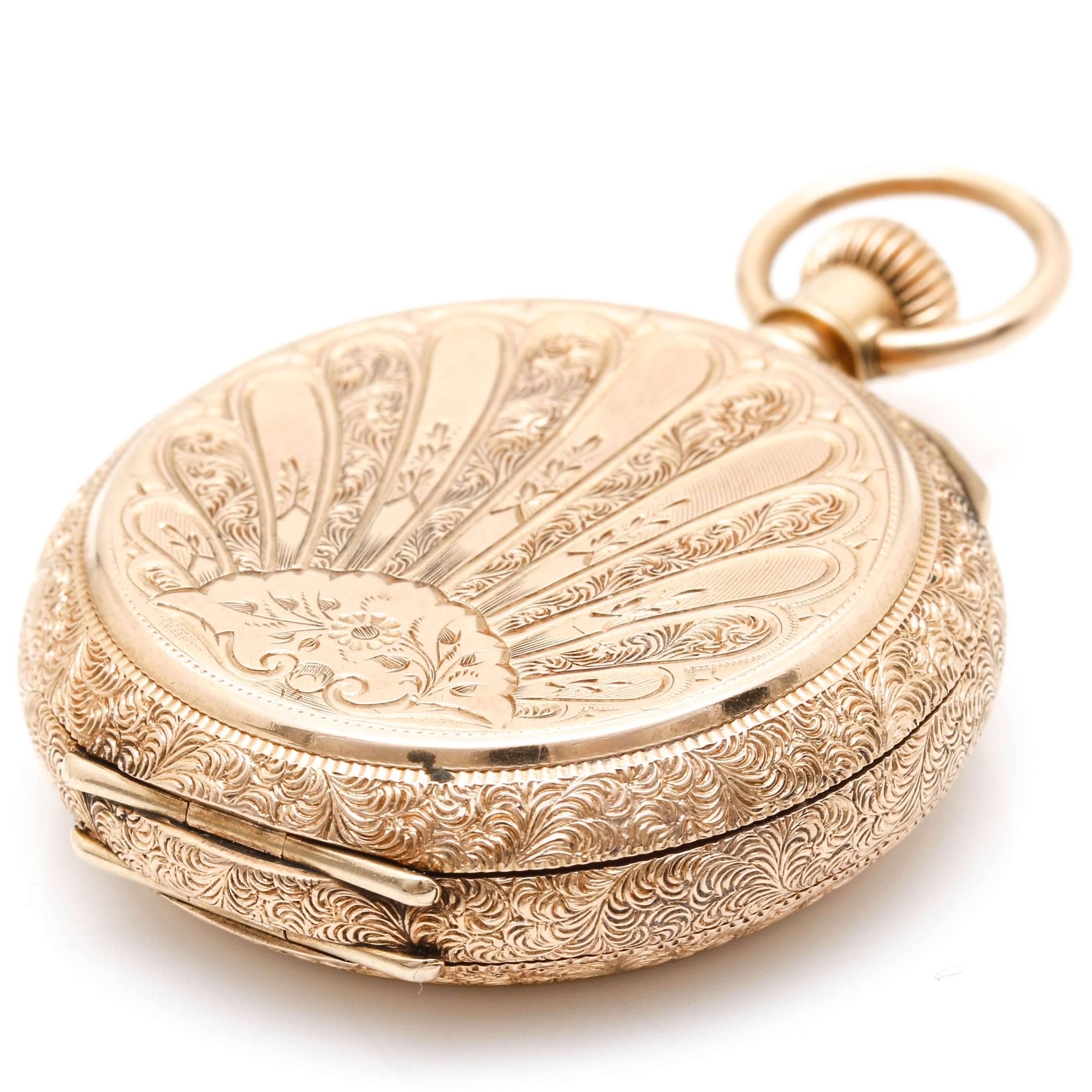 Circa 1888 Antique 14K Rose Gold A.W. Co. Waltham Pocket Watch