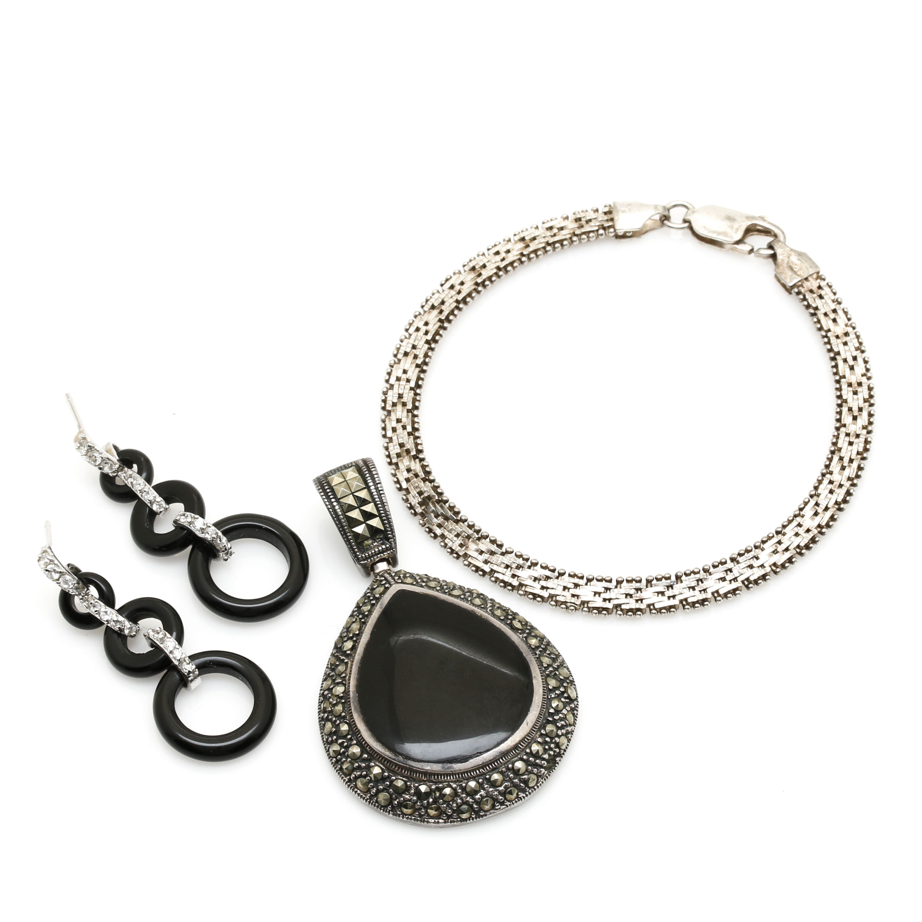 Sterling Silver Jewelry With Cubic Zirconia and Pyrite