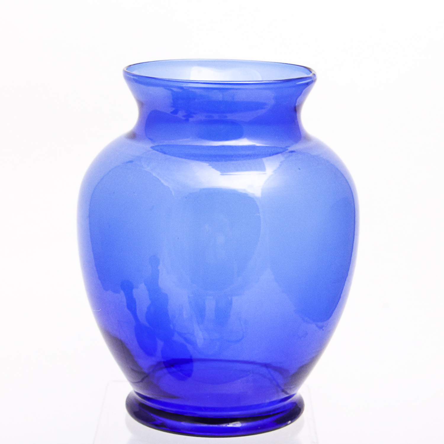 Cobalt Blue Glass Decor and Handpainted Ceramic Plate