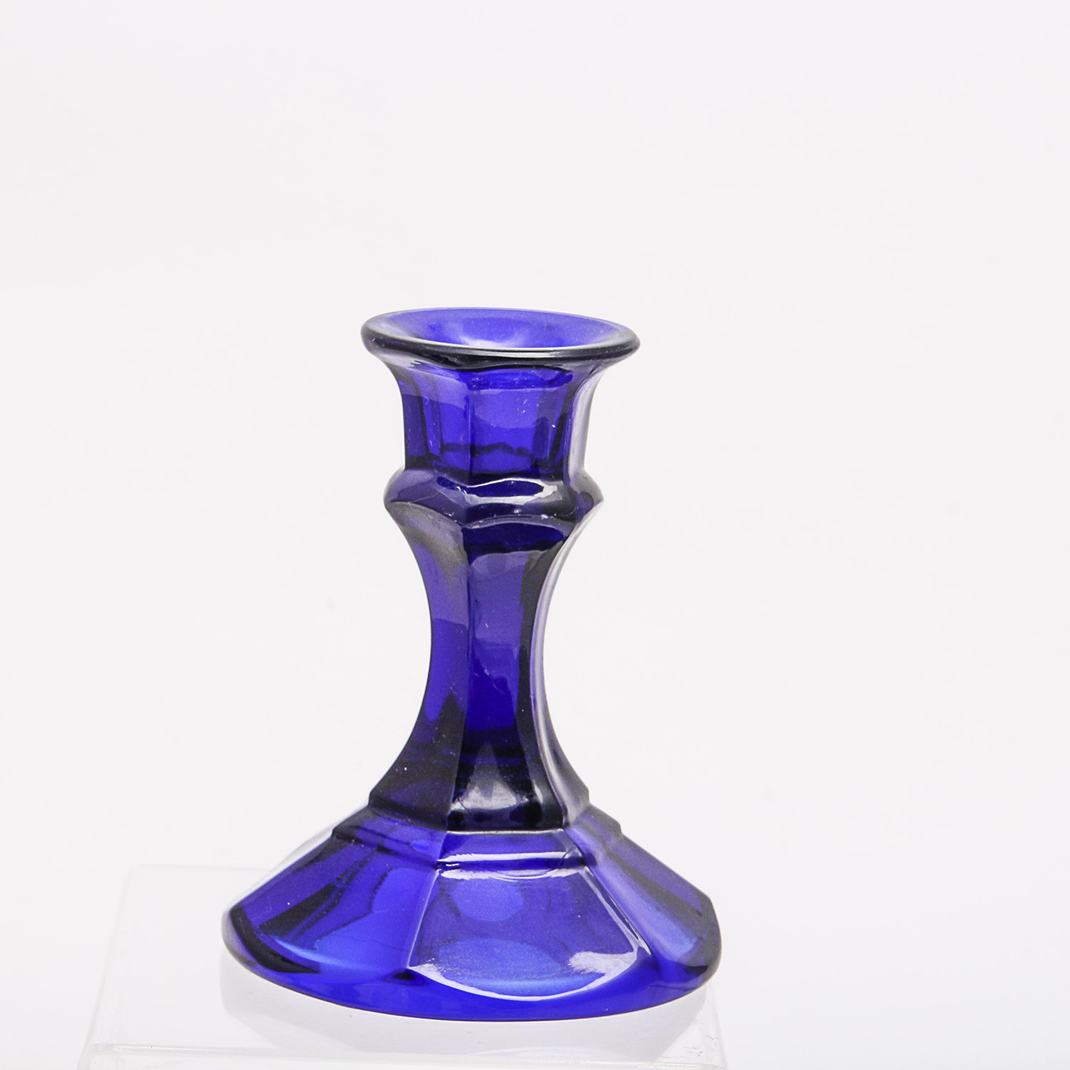 Cobalt Blue Glass Decor and Handpainted Ceramic Plate