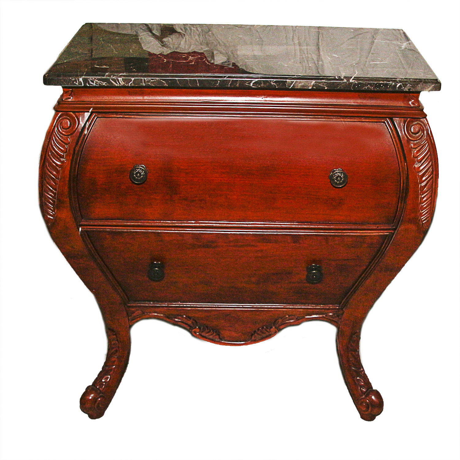 Vintage Marble Topped Bombe Style Chest