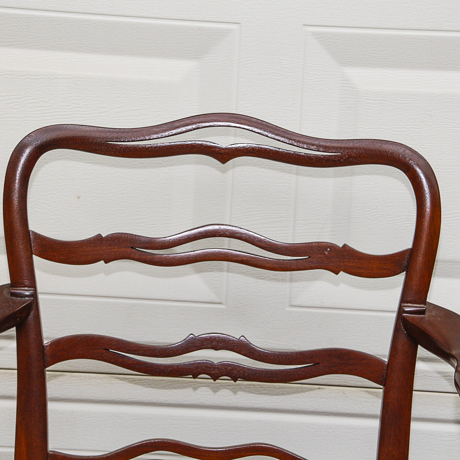 Set of Ladderback Dining Chairs with Gold and Black Brocade