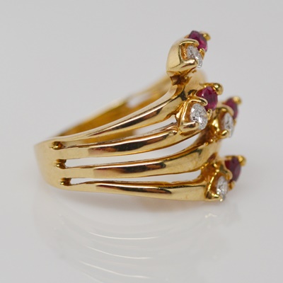 14K Yellow Gold Natural Ruby and Diamond Ring