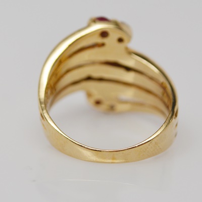 14K Yellow Gold Natural Ruby and Diamond Ring