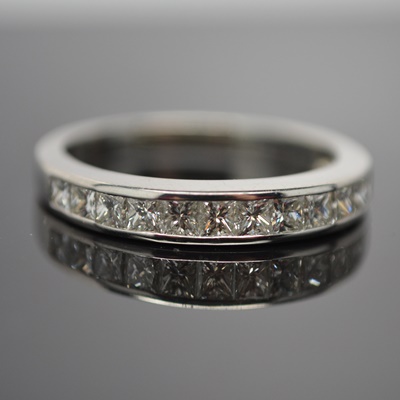 Platinum 0.96 CTW Princess Cut Diamond Ring