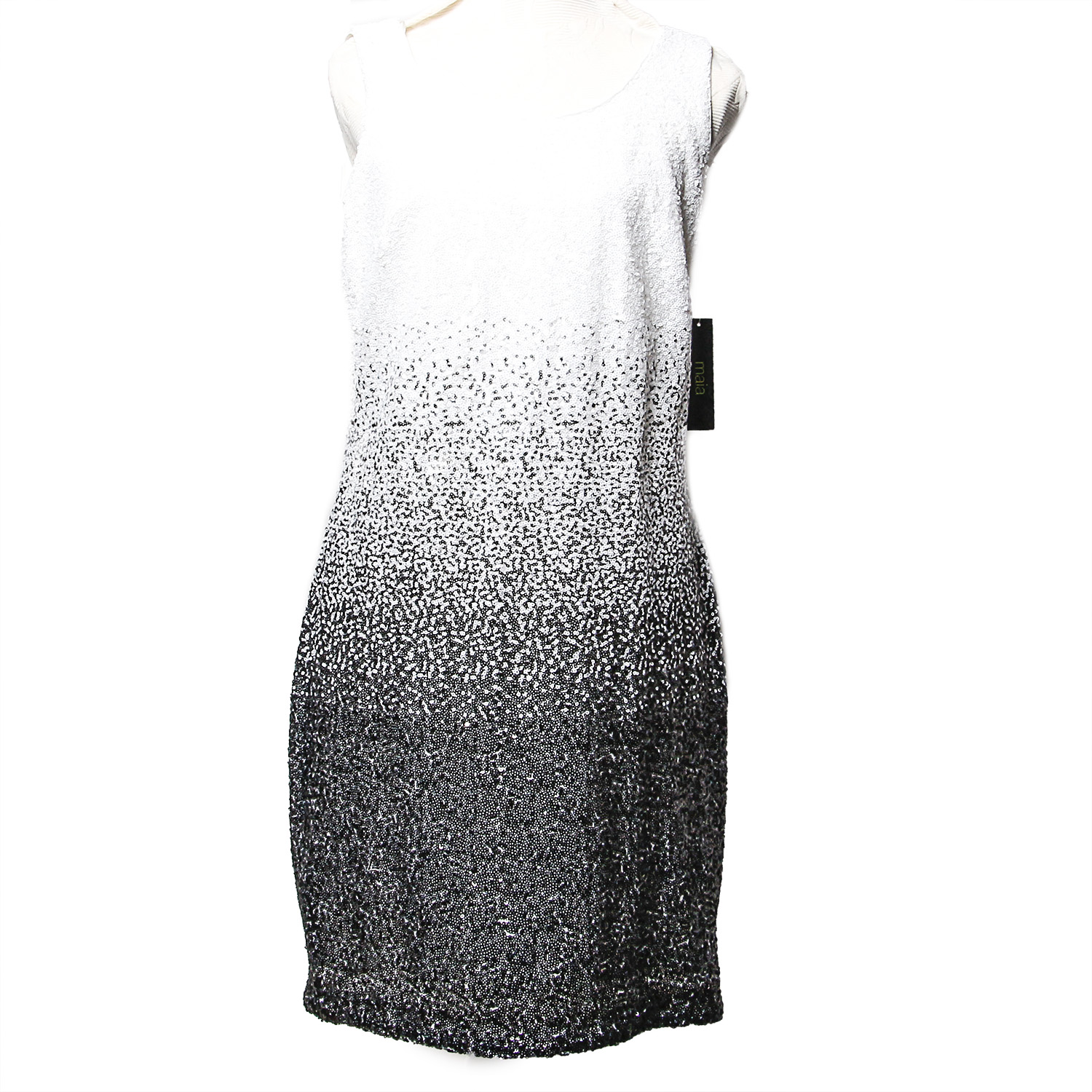 White and Black Sequined Dress by Maia