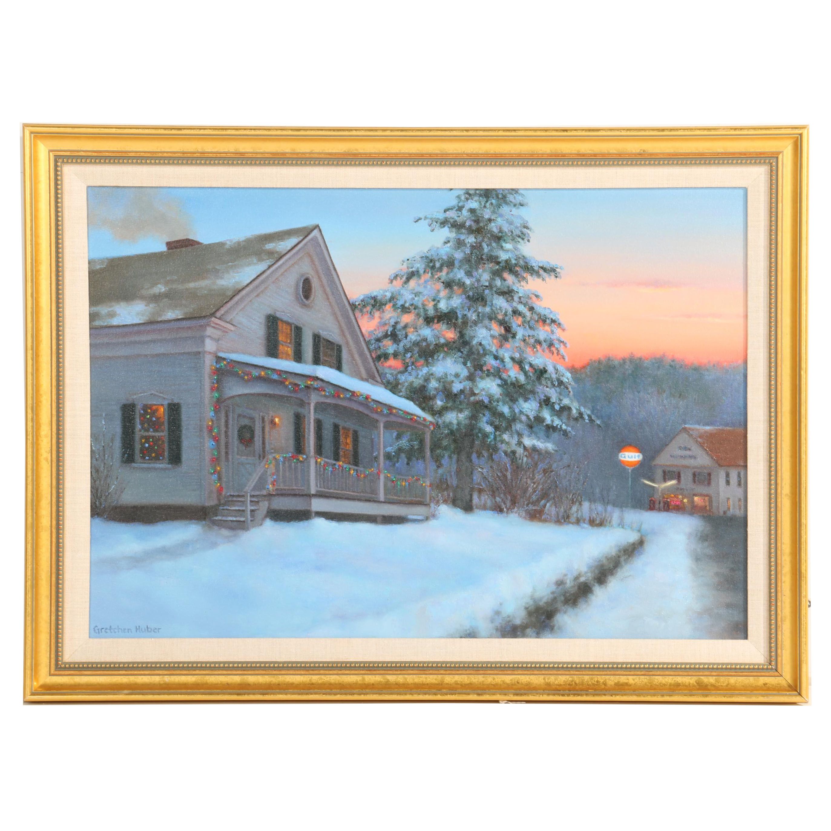 Gretchen Huber Oil Painting of a Winter Sunrise