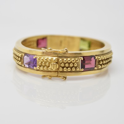 Vahe Naltchayan 18K Yellow Gold Natural Garnet, Amethyst, Peridot and Tourmaline Bracelet