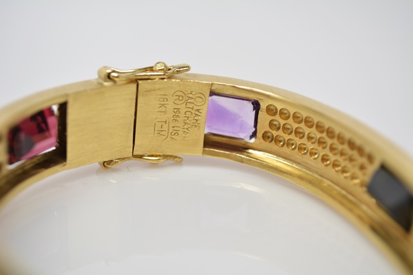 Vahe Naltchayan 18K Yellow Gold Natural Garnet, Amethyst, Peridot and Tourmaline Bracelet