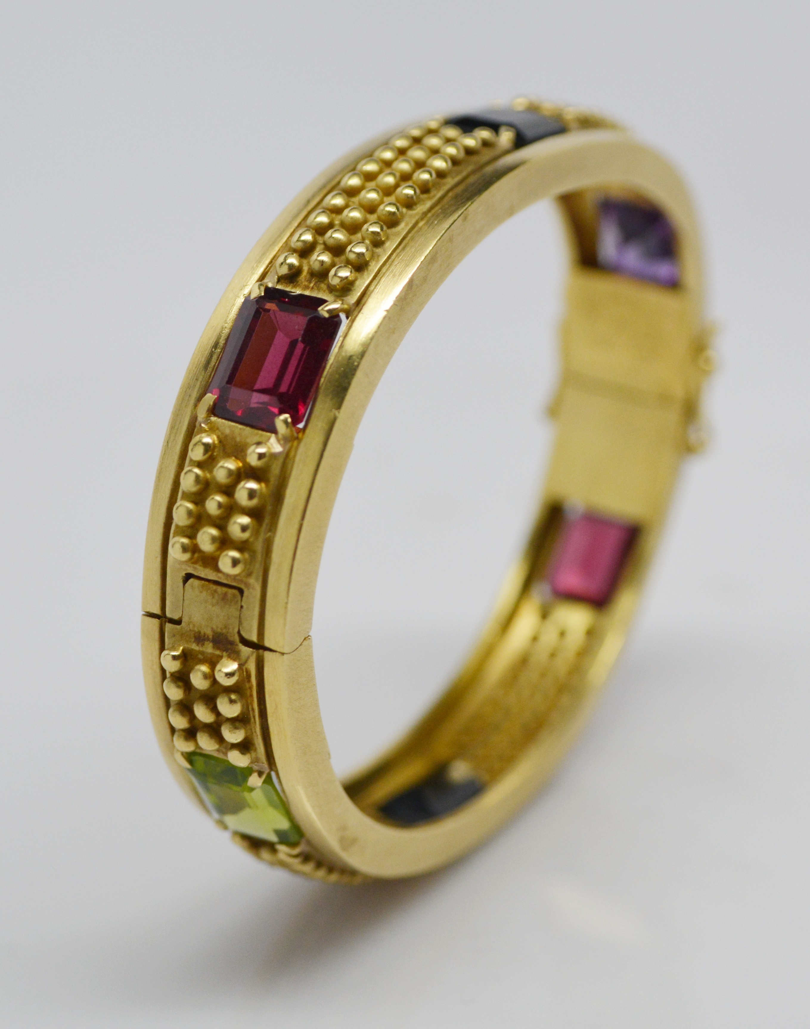 Vahe Naltchayan 18K Yellow Gold Natural Garnet, Amethyst, Peridot and Tourmaline Bracelet