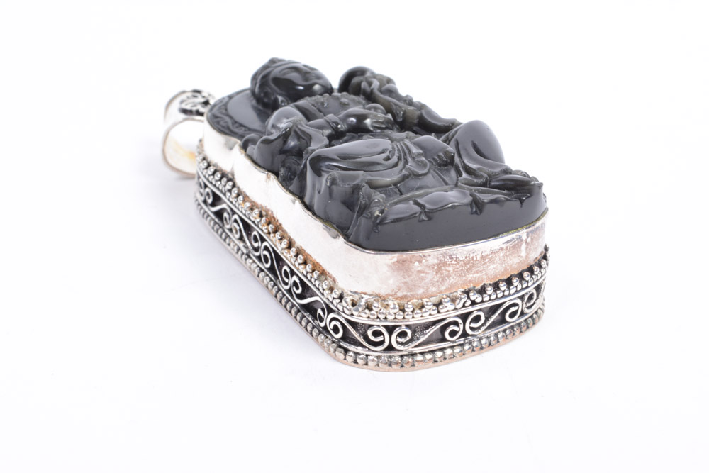 Silver Tone Jewelry Collection Featuring Carved bone