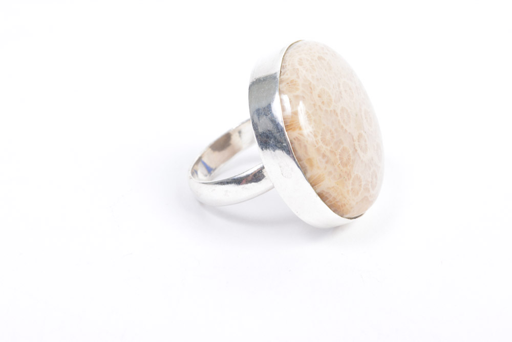 Silver Tone Jewelry Collection Featuring Carved bone