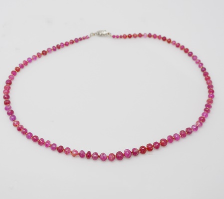 Antique Natural Alluvial Ruby Bead Necklace With Gold Filled Spacers and Platinum Clasp